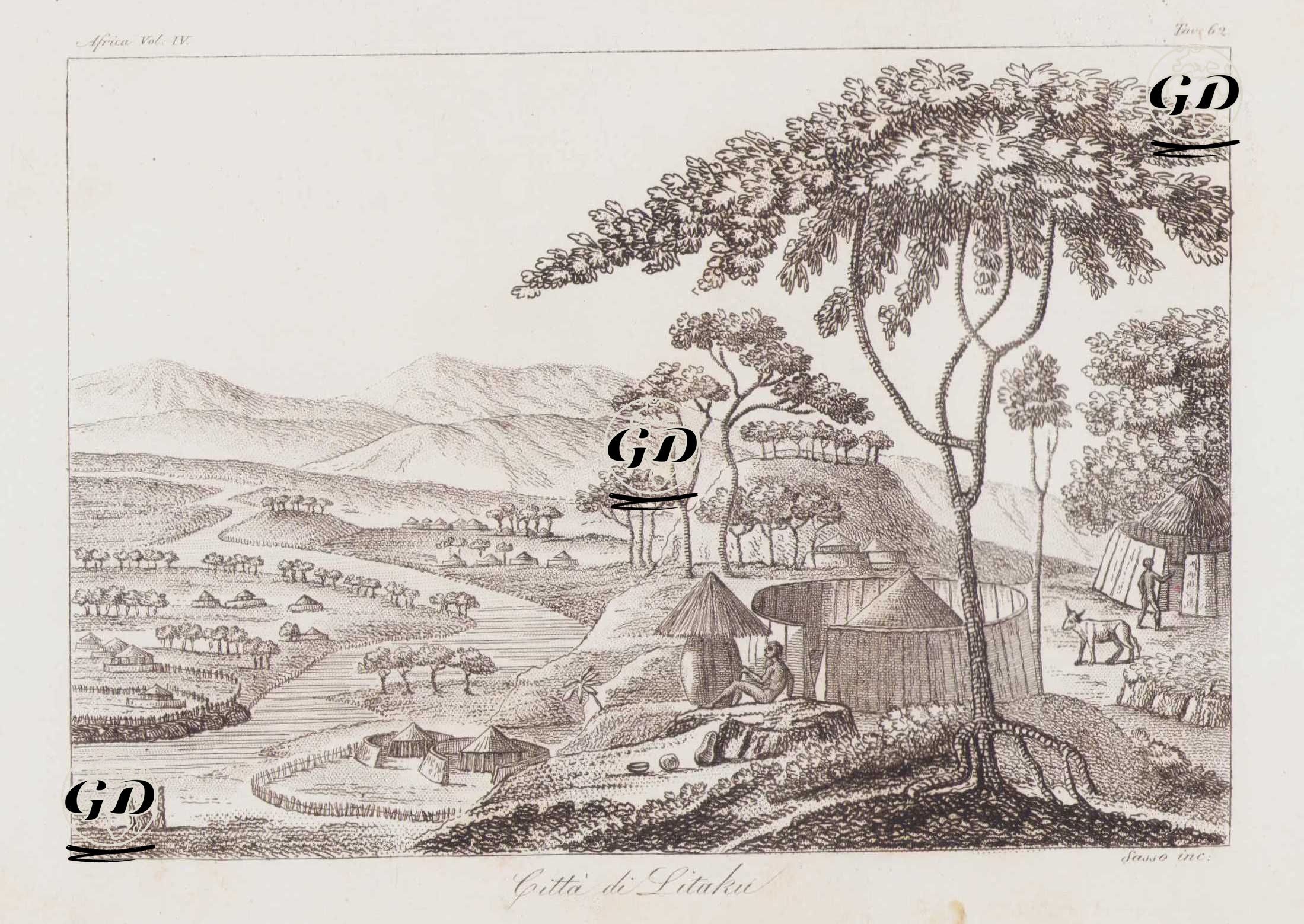 Lataku (Kuruman), Güney Afrika, Afrika Cilt IV. Resim 62. -  - 1820's-1840's