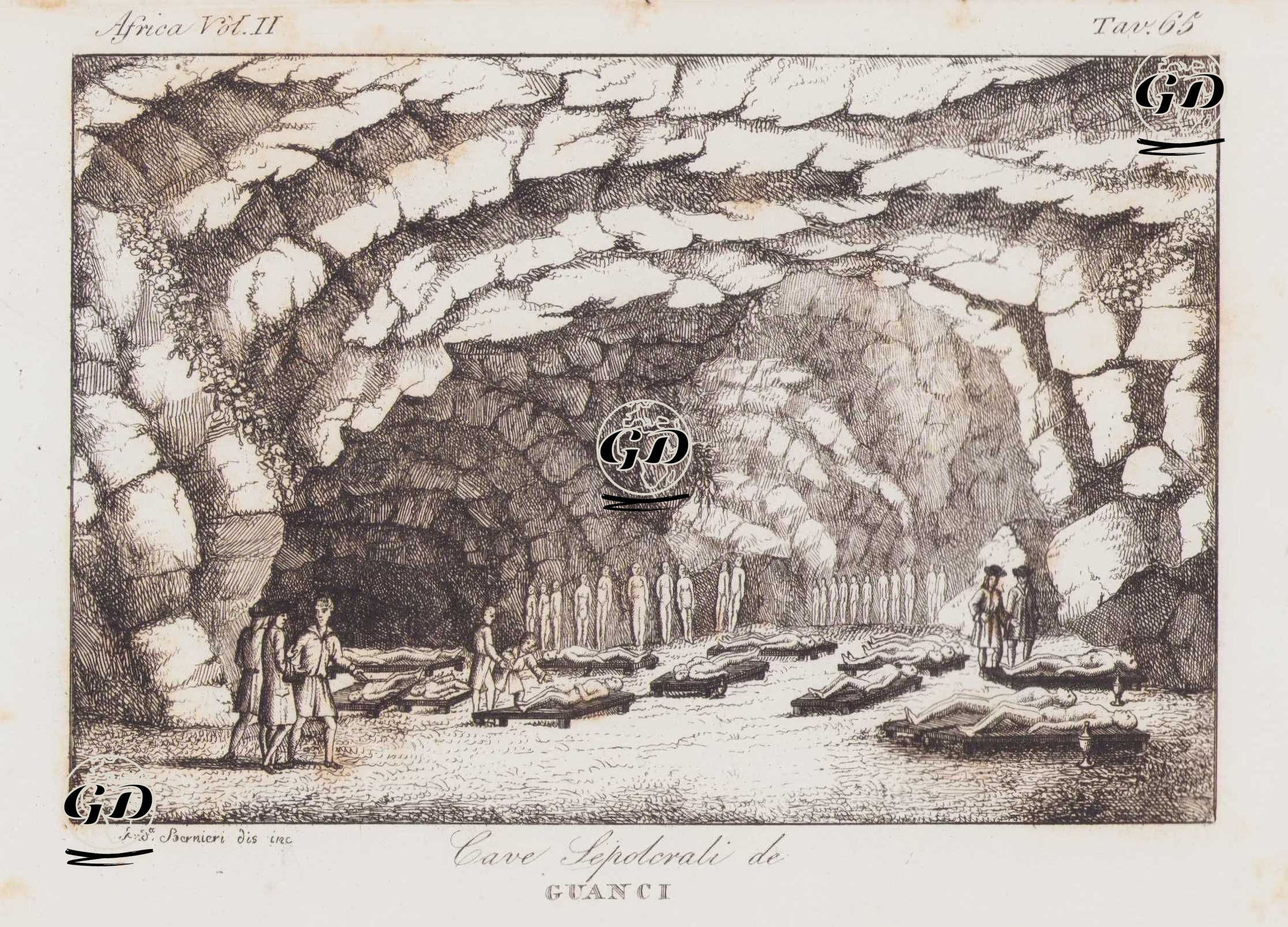 Kanarya Adaları'ndaki Guanche Halkının Mumyalarının Bulunduğu Mezar Mağarası, Afrika Cilt II. Resim 65. -  - 1820's-1840's