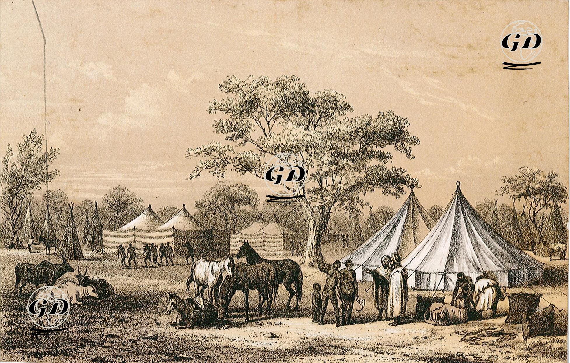 Ormanda Kamp, Modzogo (Musgo), Kamerun, Ocak 1852 - Heinrich Barth (1821-1865)-Johann Martin Bernatz (1802-1878) - 1857