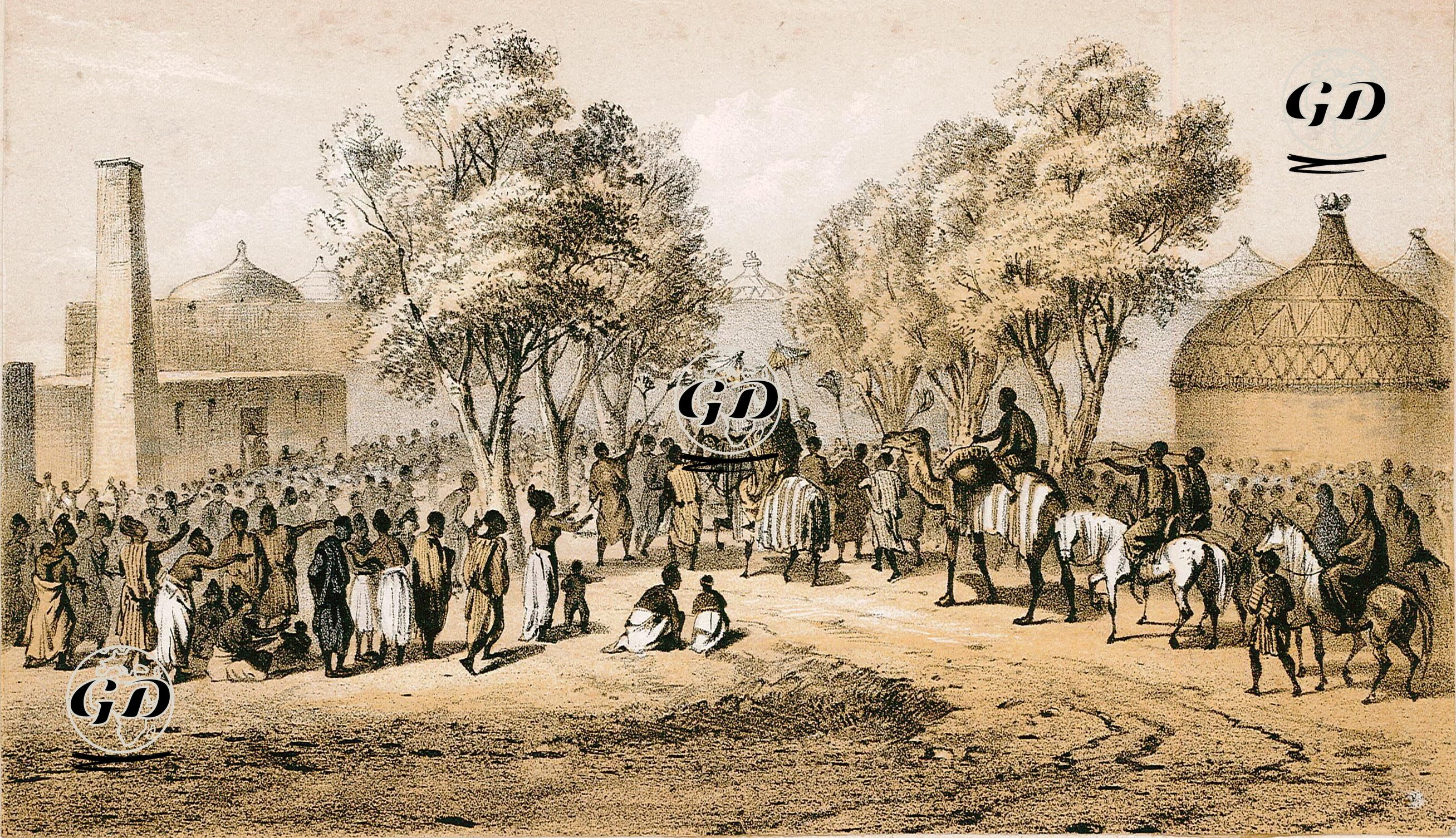The Mbang, or Sultan of Bagirmi, Abdul Qadir II al-Mahdi, Returns From an Expedition, 1852, in Mas-ena (Massenya), Southwestern Chad - Heinrich Barth (1821-1865)-Johann Martin Bernatz (1802-1878) - 1857