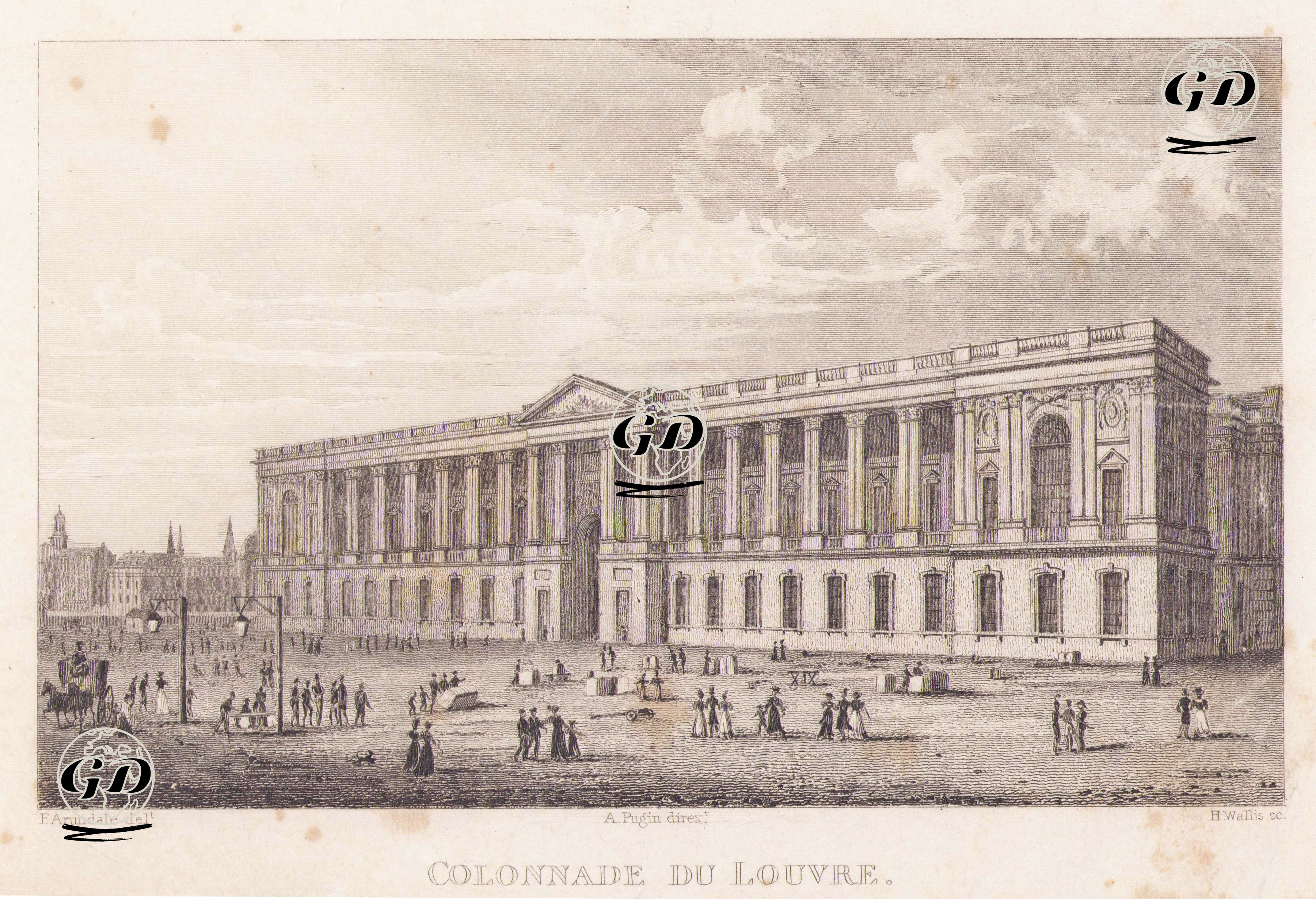 Colonnade Du Louvre  - Francis Arundale (1807-1853)-
Augustus Charles Pugin(1812-1852) - 1828