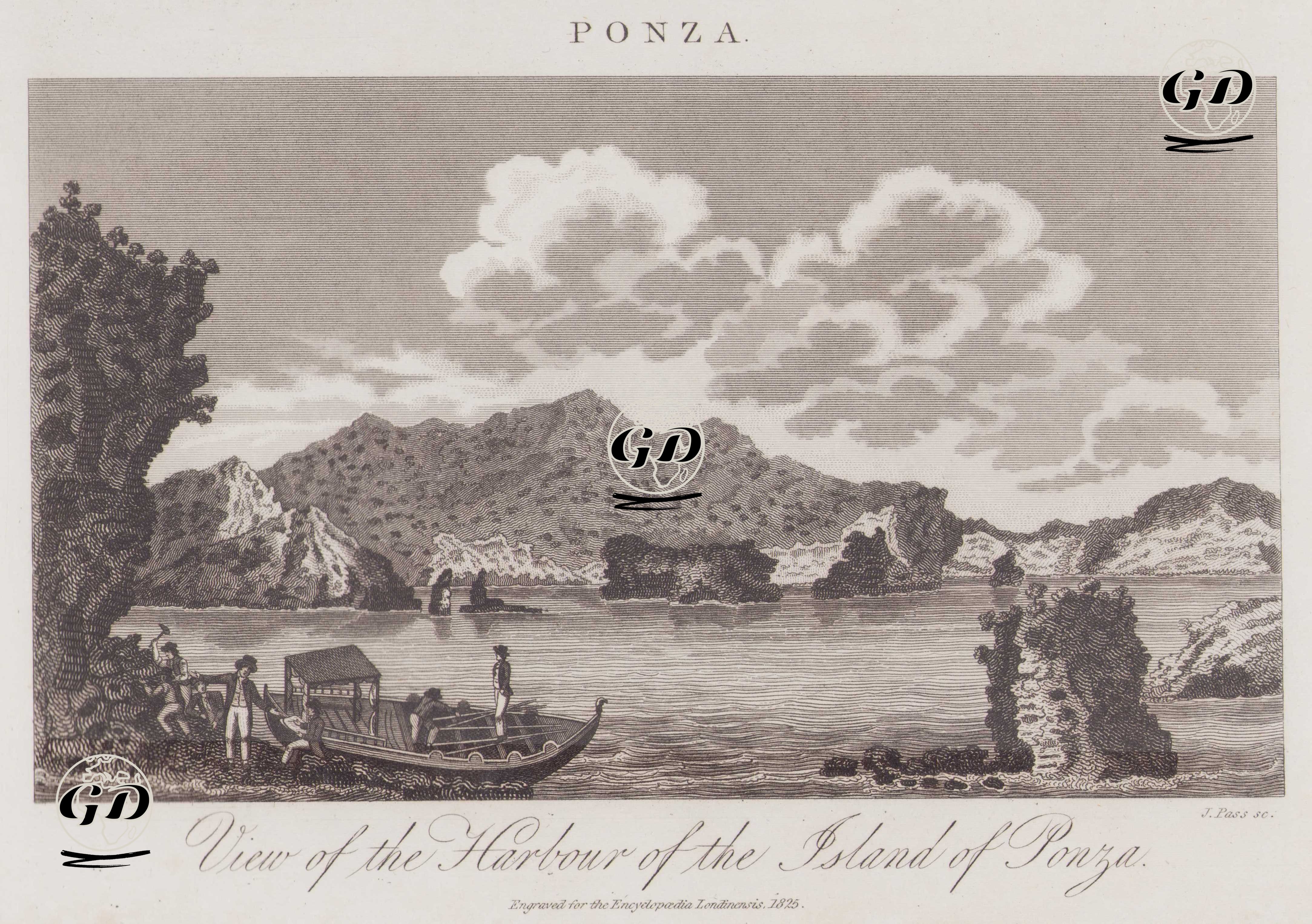 Ponza Adası Limanı Görünümü -  - 1825