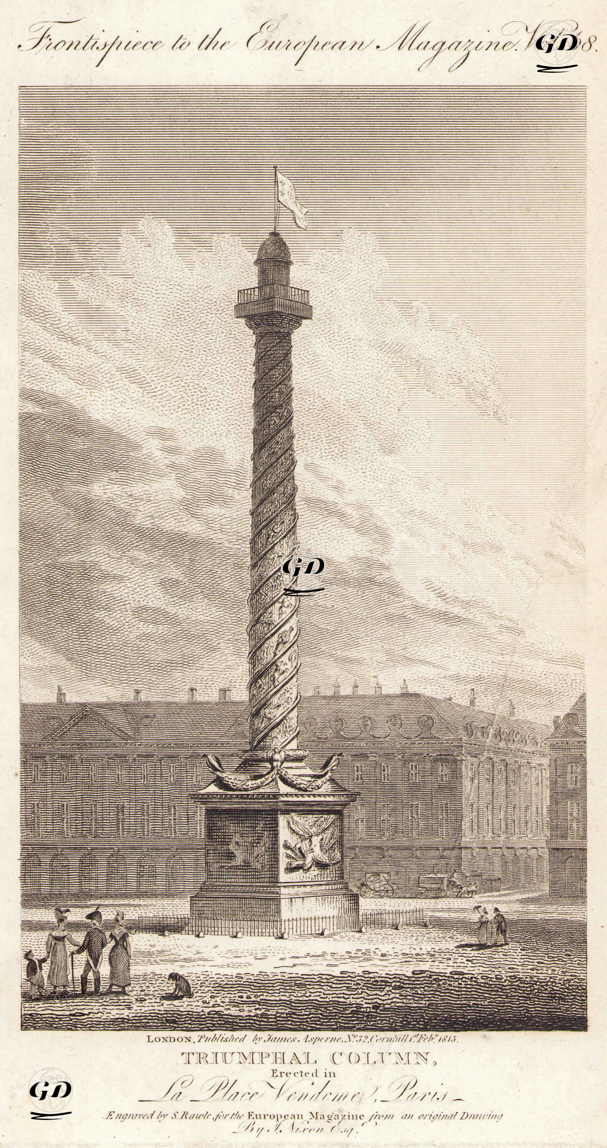 Triumphal Column Erected In La Place Vendome, Paris  - J.Nixon - 1815