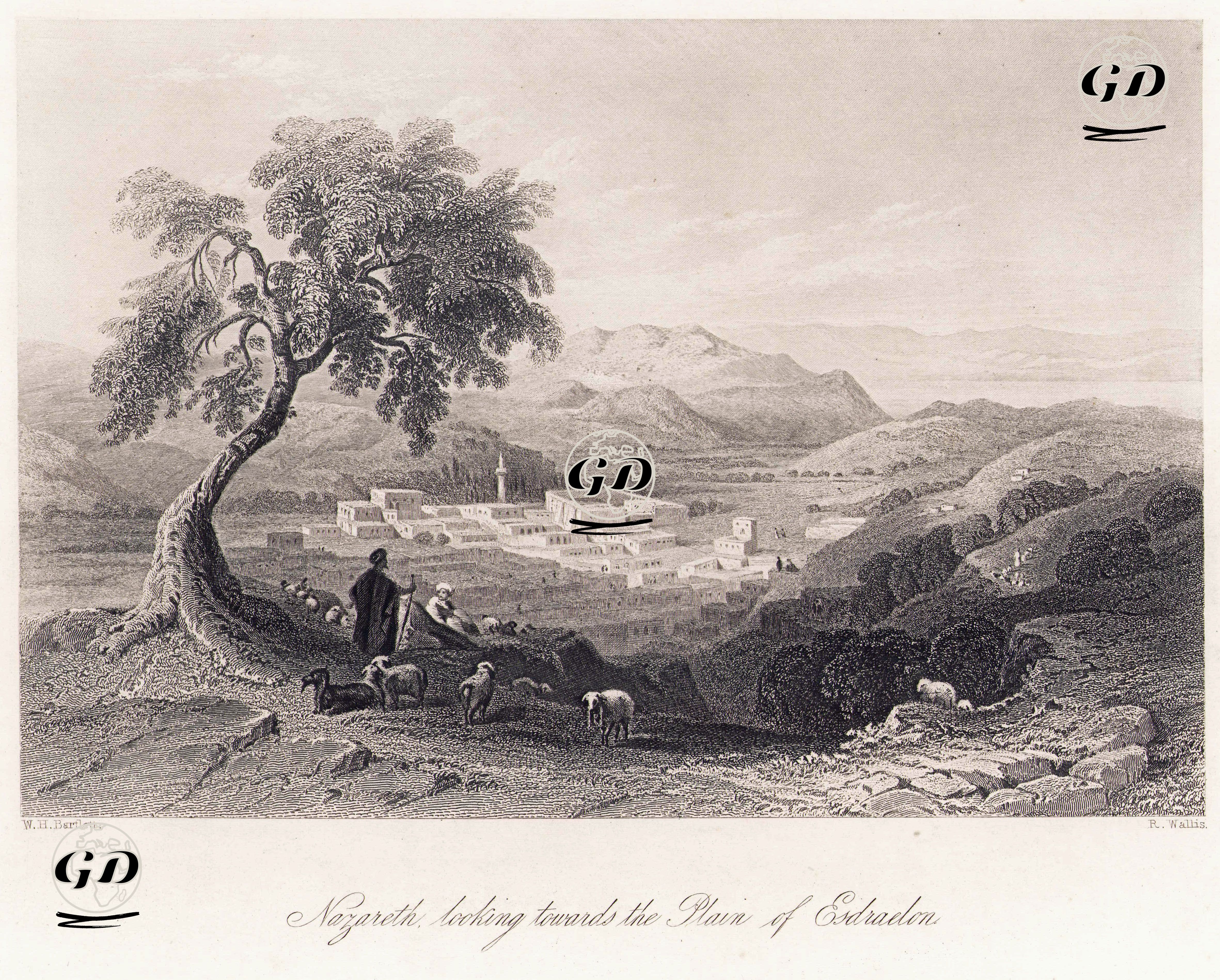 Esdraelon Ovasına (İbn Amer Çayırı Veya Yizreel Vadisi) Bakarken Nasıra - William Henry Bartlett (1809-1854) - 1830's-1850's
