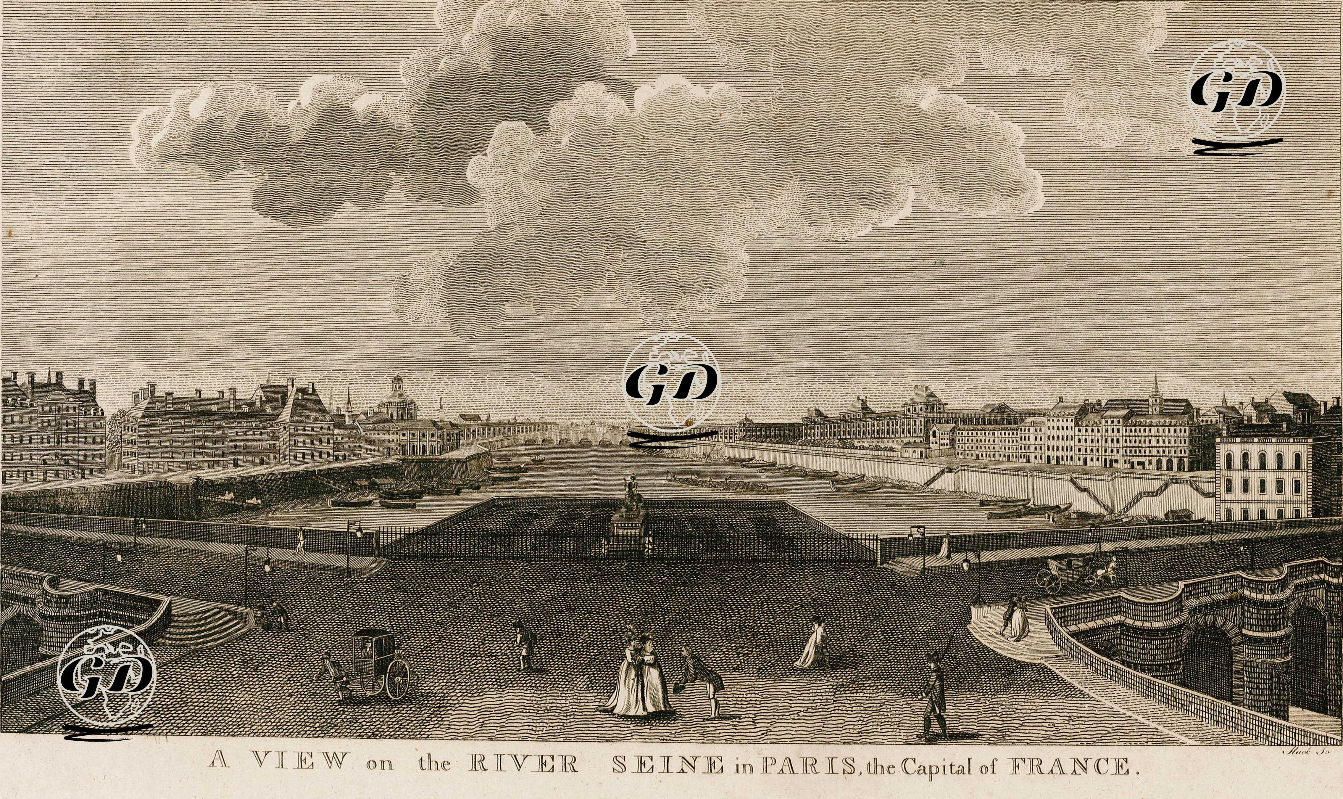 A View On The River Seine In Paris, The Capital Of France  -  - 1700's