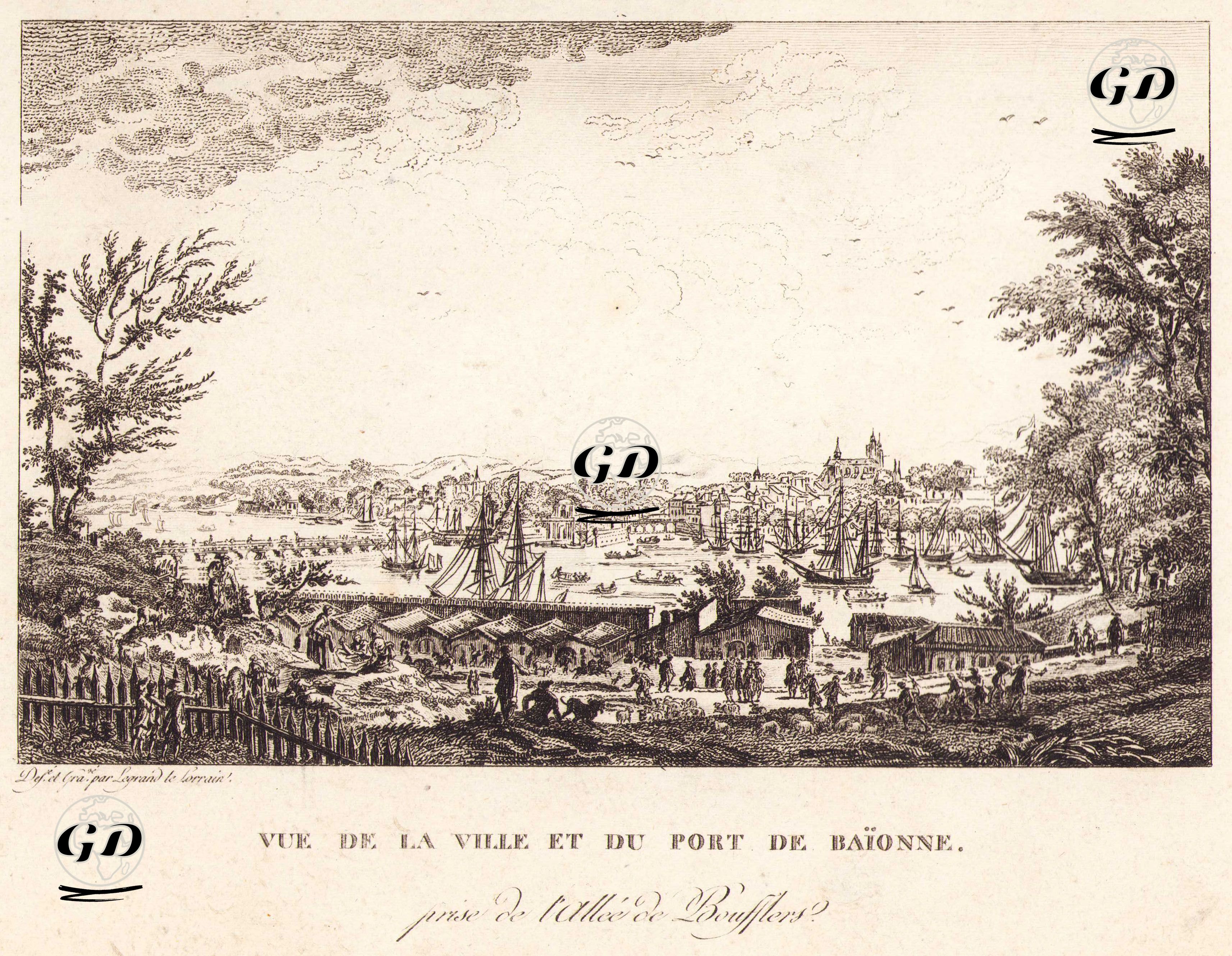 Bayonne Şehri Ve limanı -  - 1700's