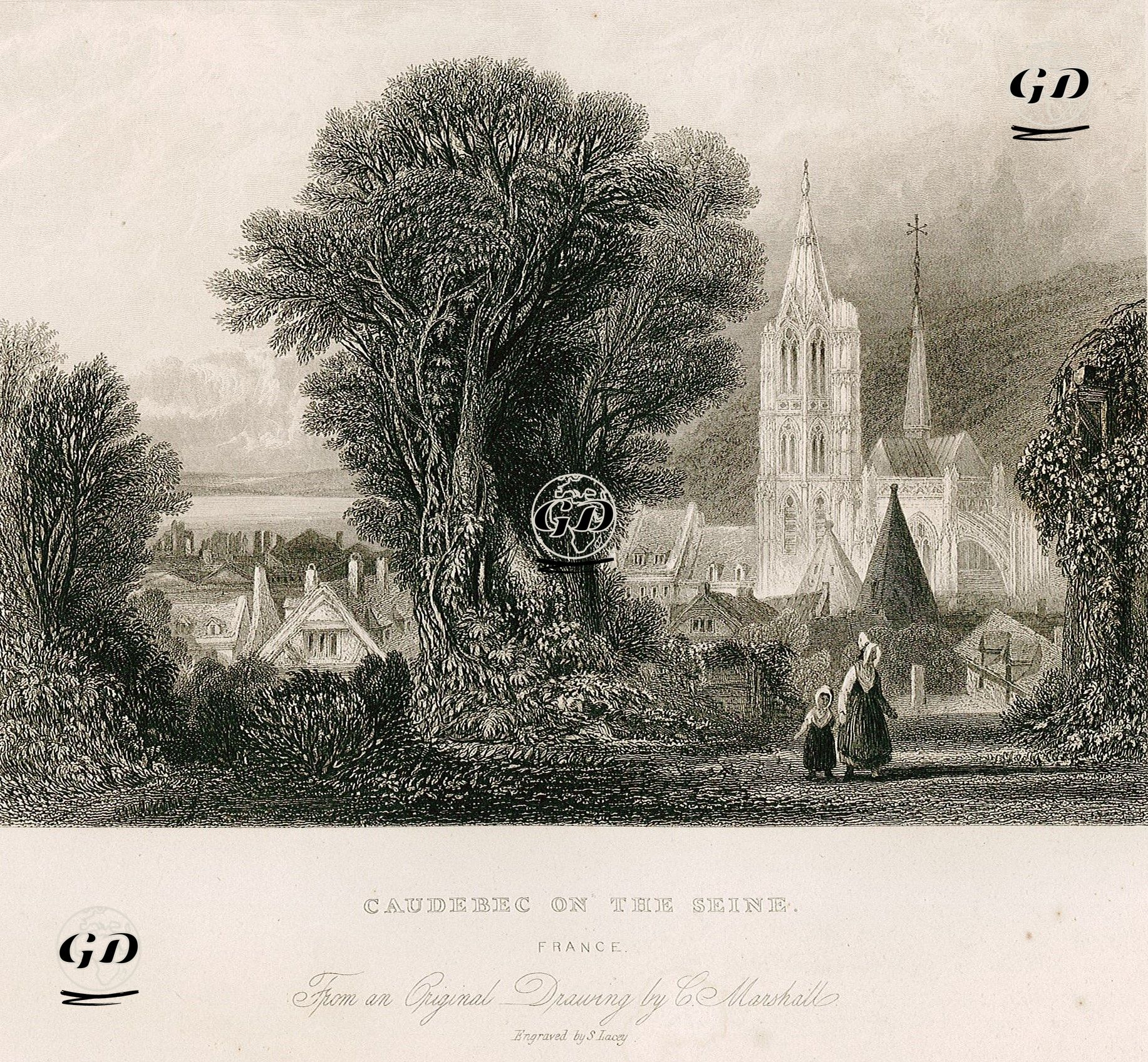 Sen Nehri Üzerinde Caudebec-En-Caux, Fransa - Charles Marshall (1806-1890) - 1836
