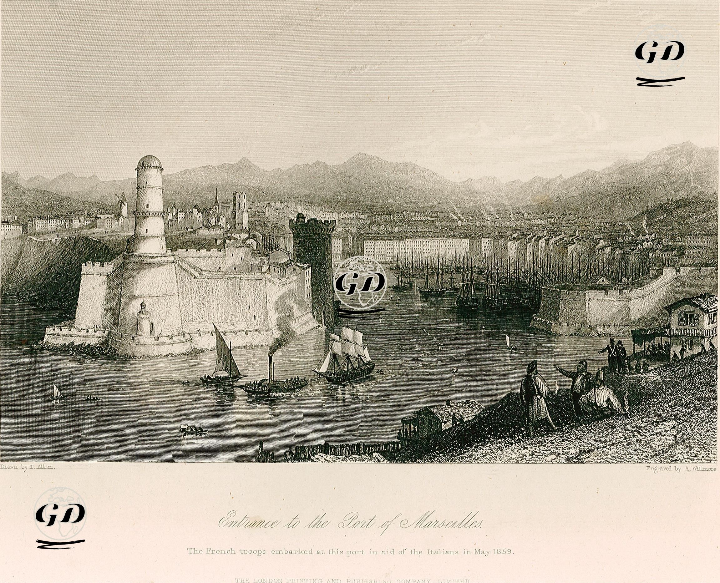 Marsilya Limanına Giriş - Thomas Allom (1804-1872) - 1860
