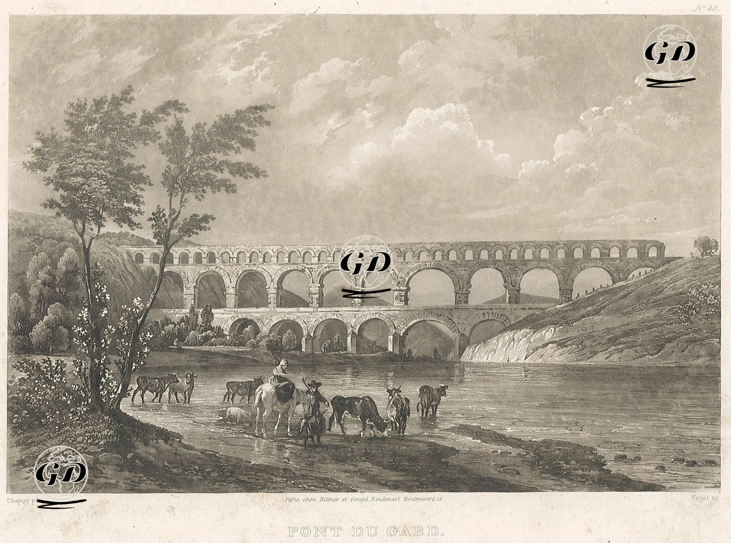 Pont Du Gard - Nicolas Marie Joseph Chapuy (1790-1858) - 1800's