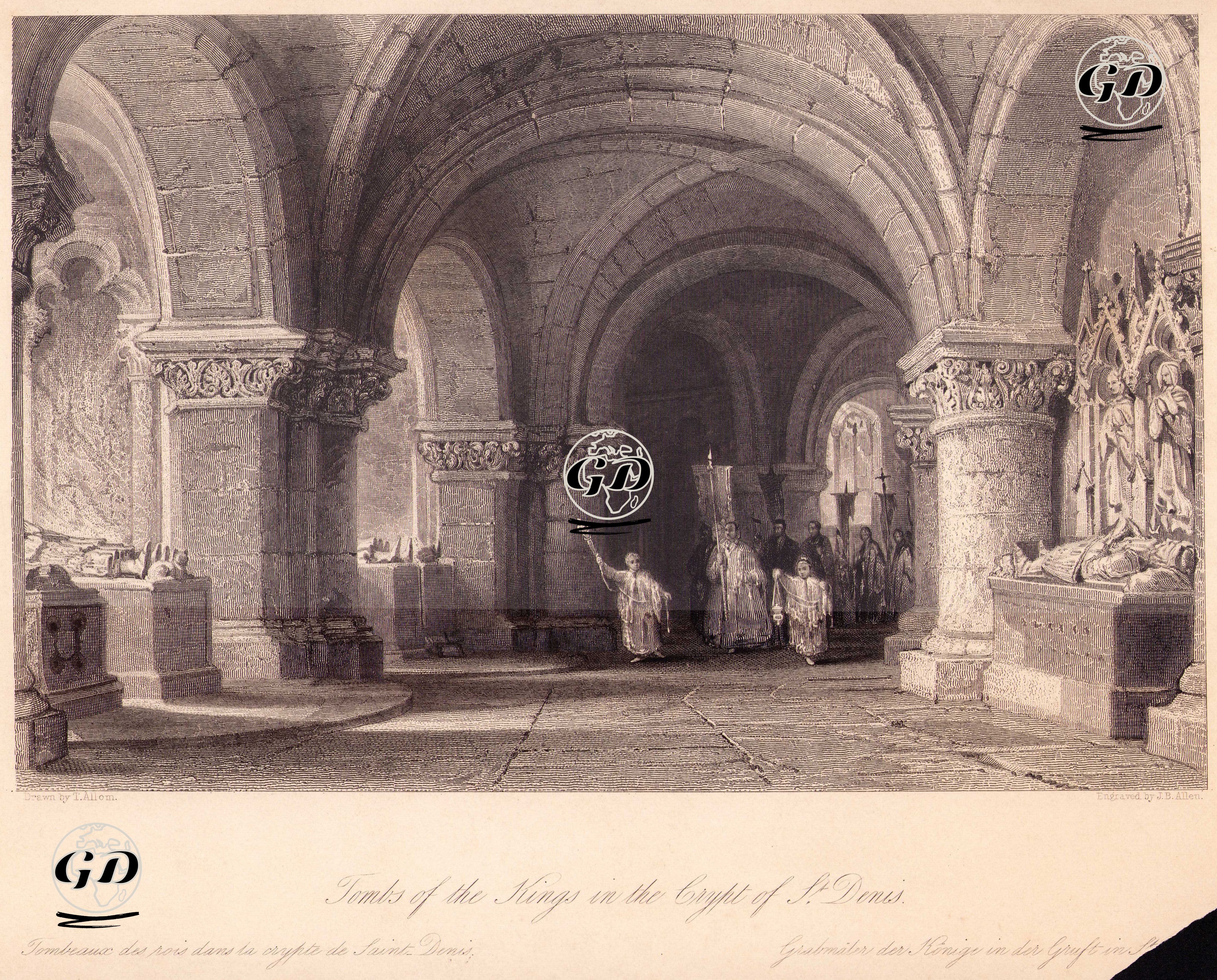 Tombs Of The Kings In The Crypt Of St. Denis - Thomas Allom (1804-1872) - 1845