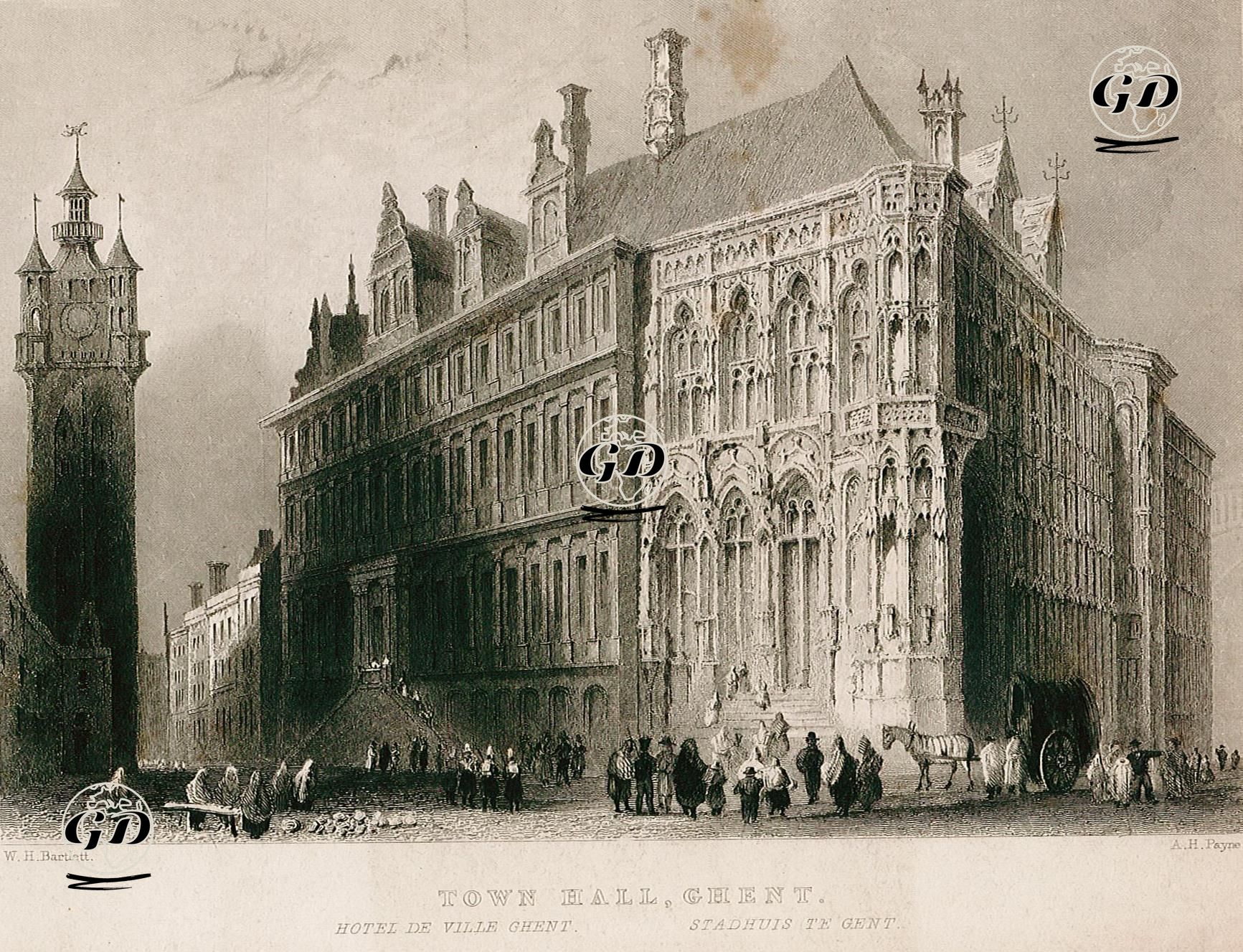 Gent Belediye Binası - William Henry Bartlett (1809-1854) - 1837