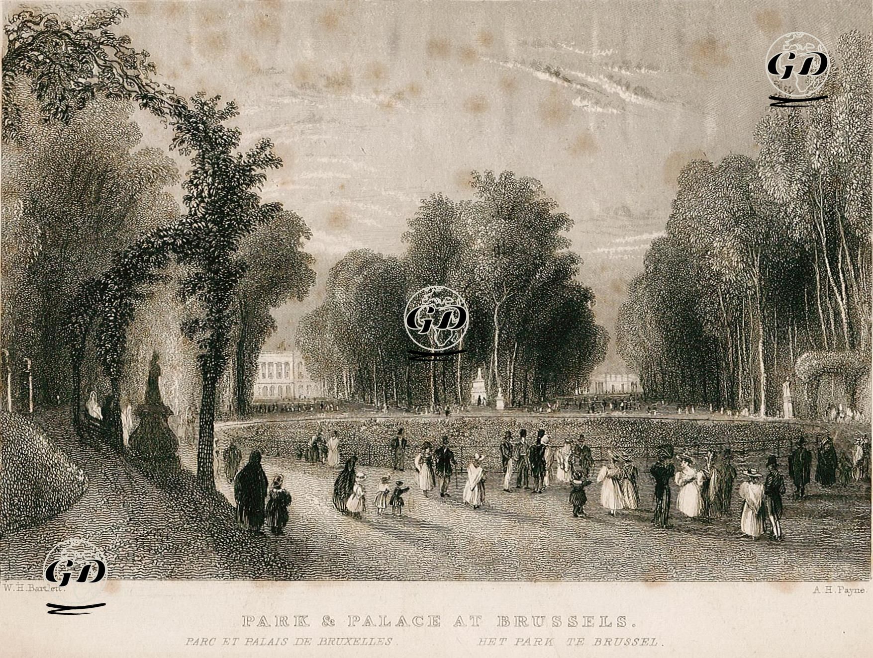 Brüksel Parkı Ve Kraliyet Sarayı, Brüksel - William Henry Bartlett (1809-1854) - 1837