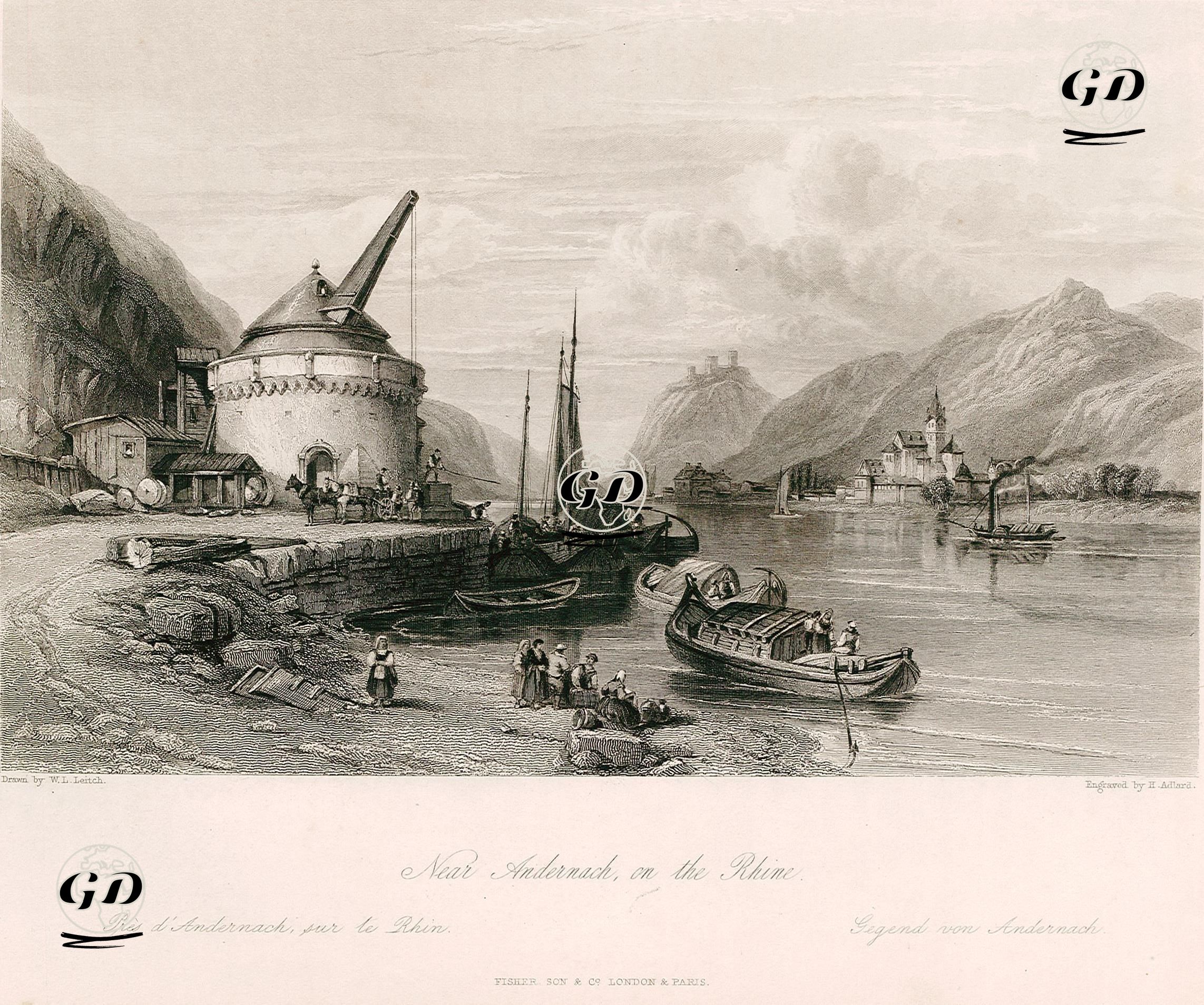 Ren Nehri Üzerinde Andernach - William Leighton Leitch (1804-1883) - 1842