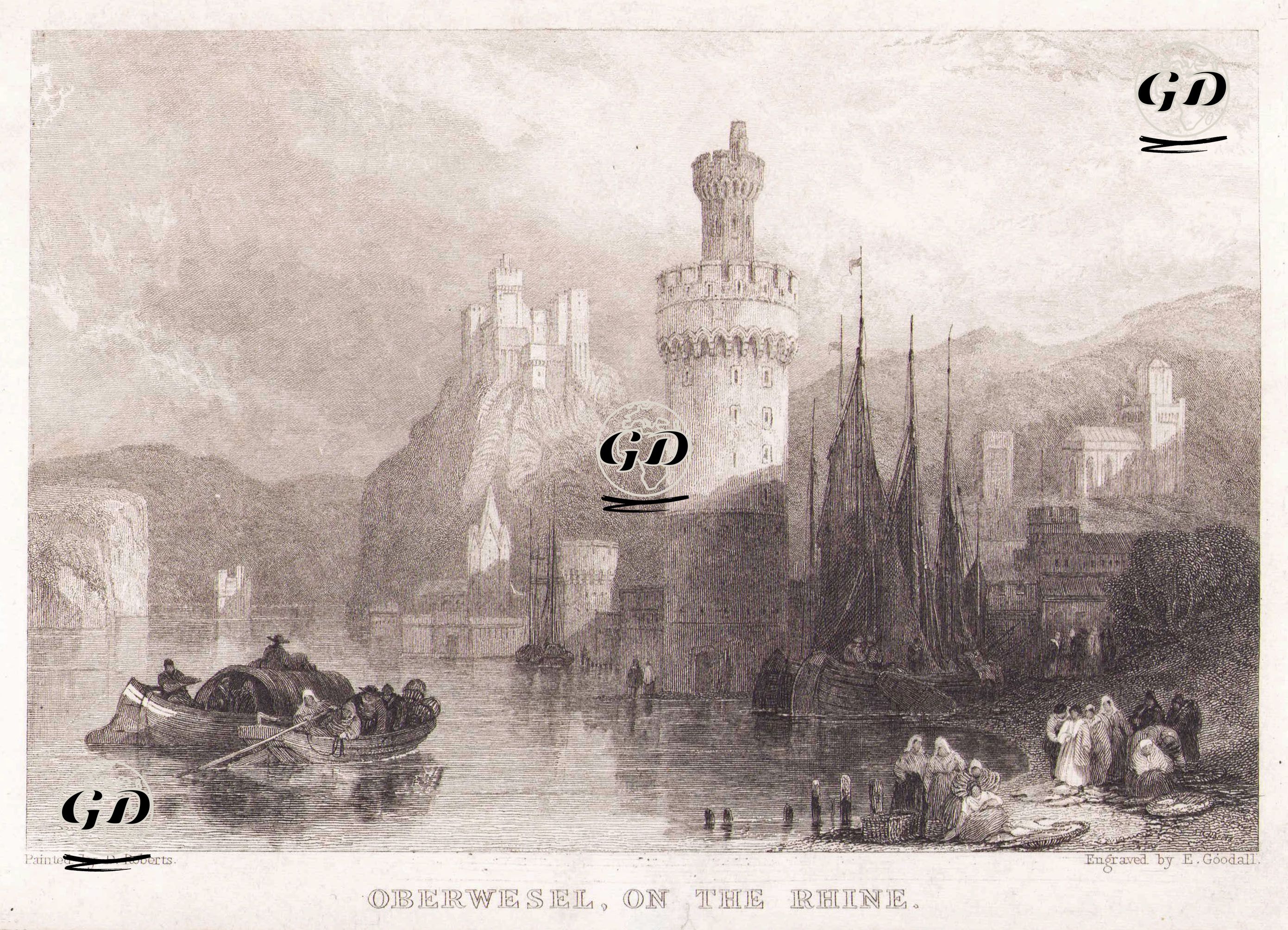 Ren Nehri Üzerinde Oberwesel - David Roberts (1796-1864) - 1831