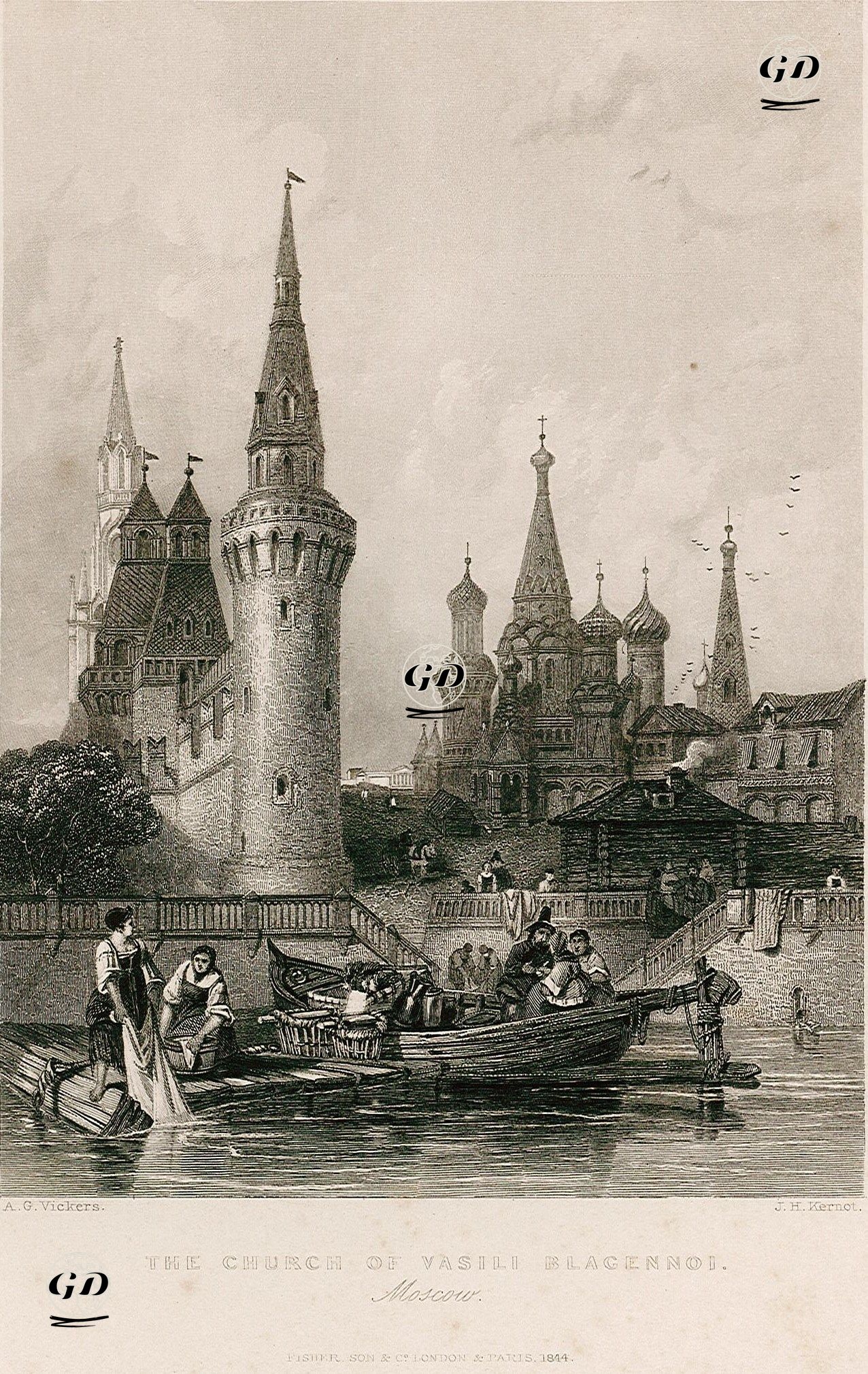 Vasili Blajenni Katedrali, Moskova - Alfred Gomersal Vickers (1810-1837) - 1844