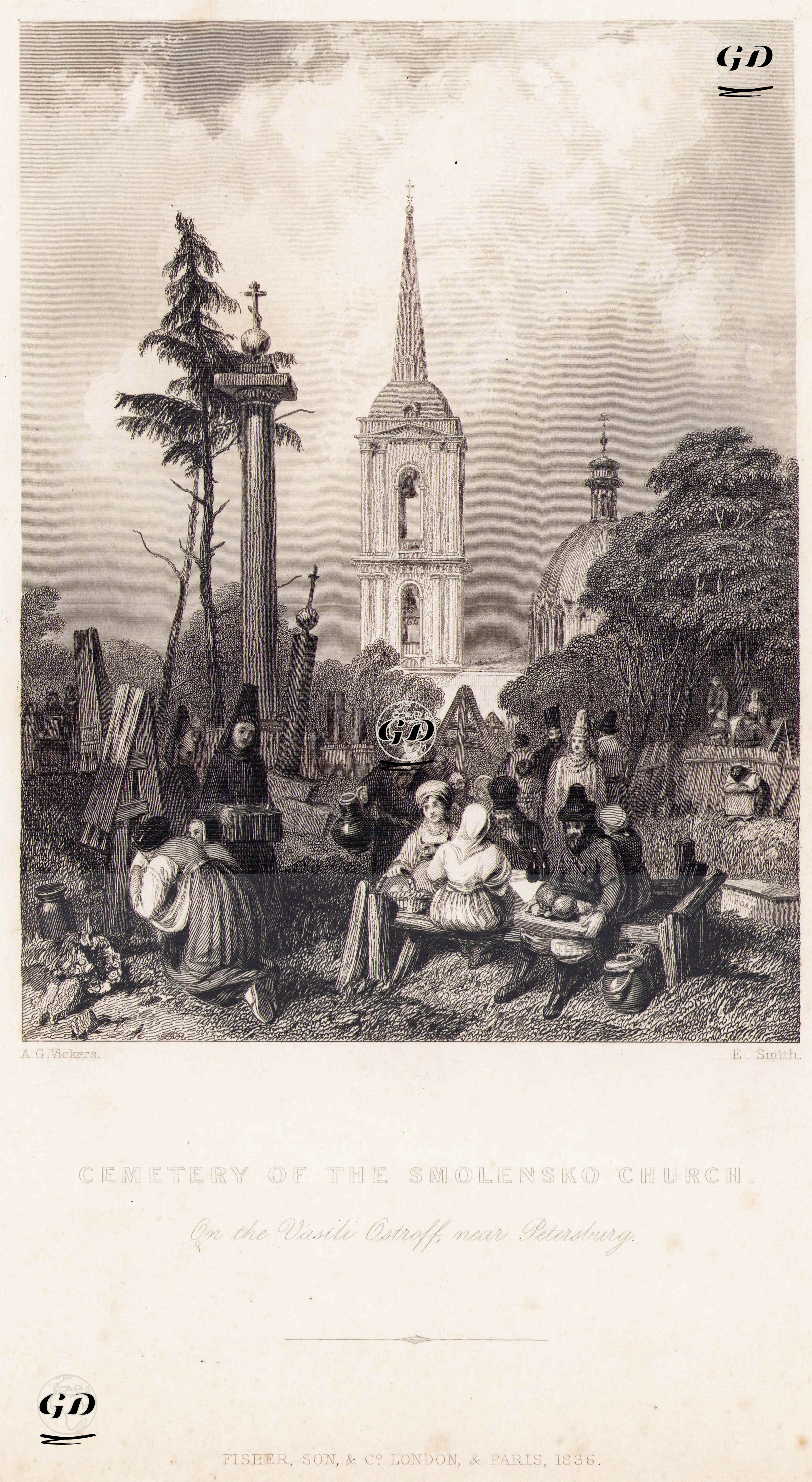 Smolensko Kilisesinin Mezarlığı, Petersburg - Alfred Gomersal Vickers (1810-1837) - 1836