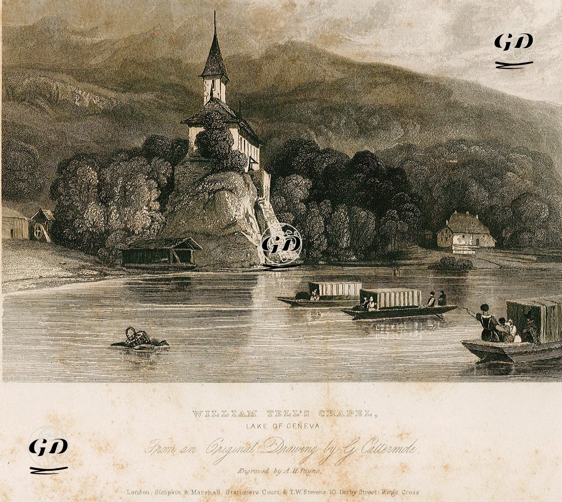 William Tell Shapeli, Dört Kanton(Luzern) Gölü - George Cattermole (1800-1868) - 1836