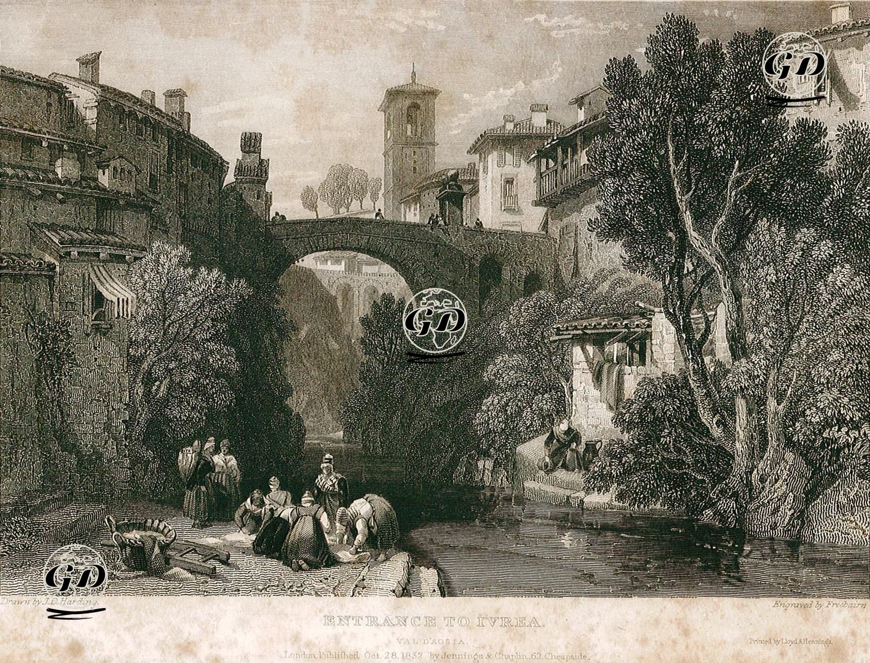 İvrea'ya Giriş, Aosta Vadisi - James Duffield Harding (1798-1863) - 1832