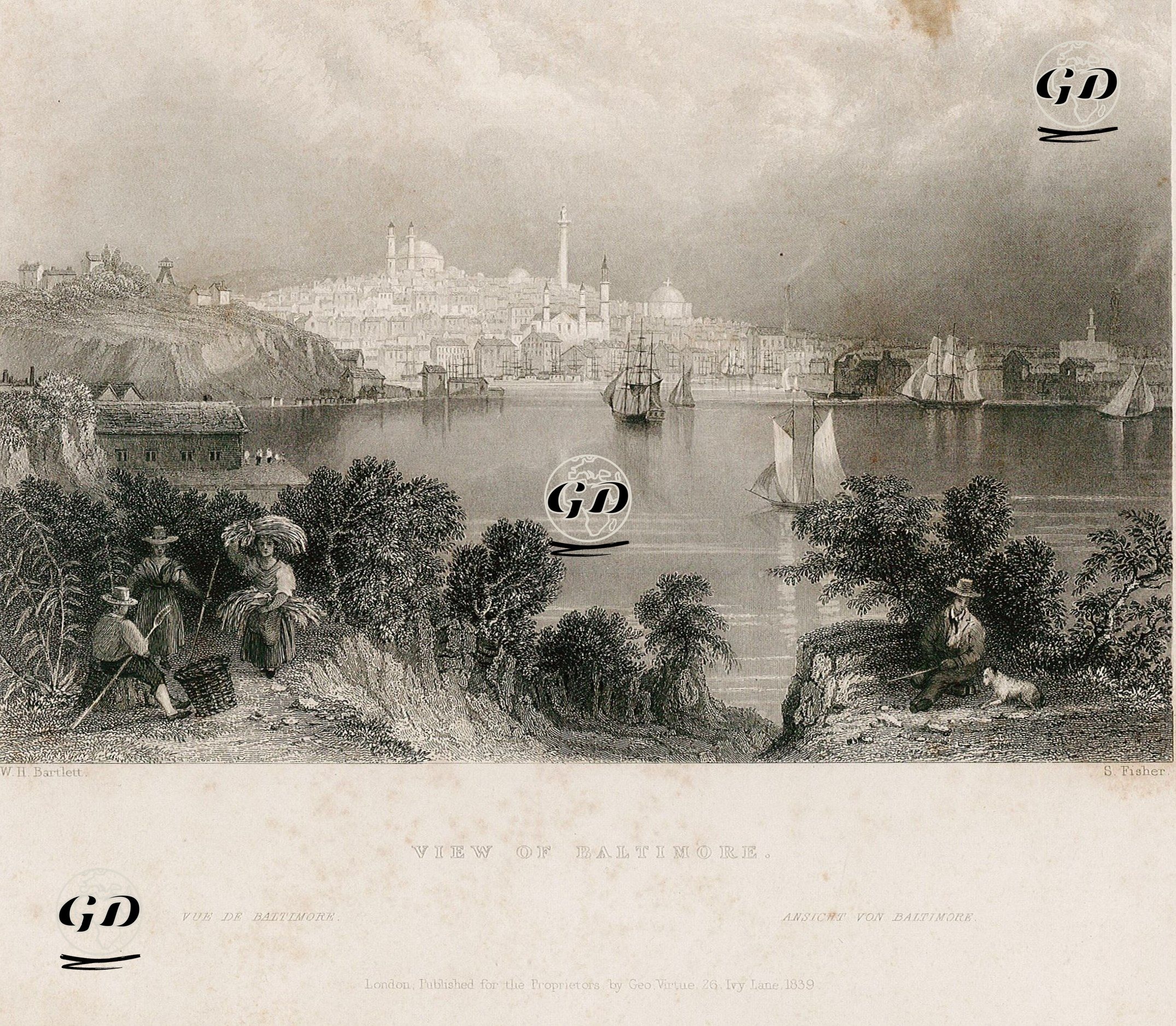 Baltimore Manzarası - William Henry Bartlett (1809-1854) - 1839