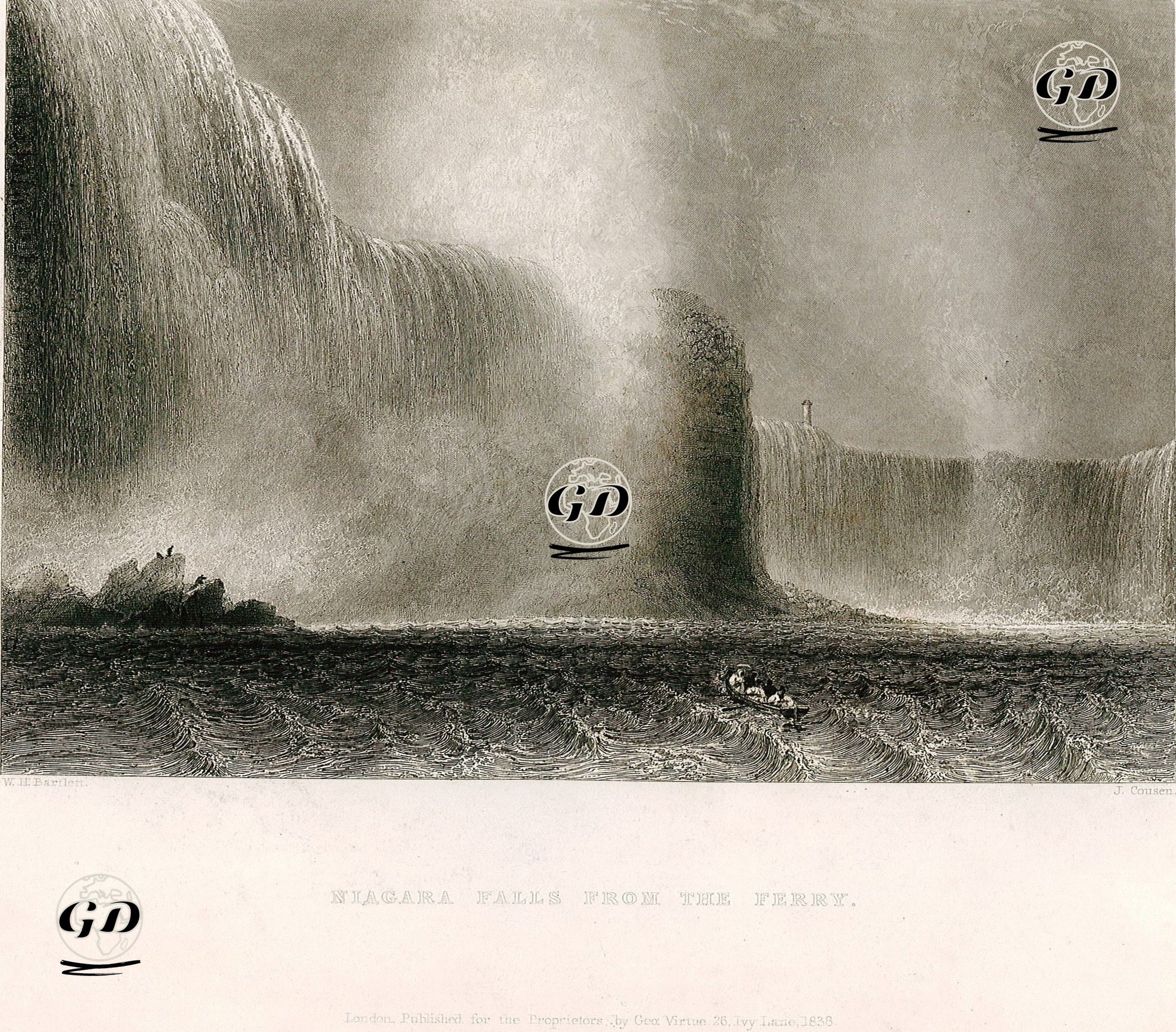 Feribottan Niagara Şelalesi - William Henry Bartlett (1809-1854) - 1838