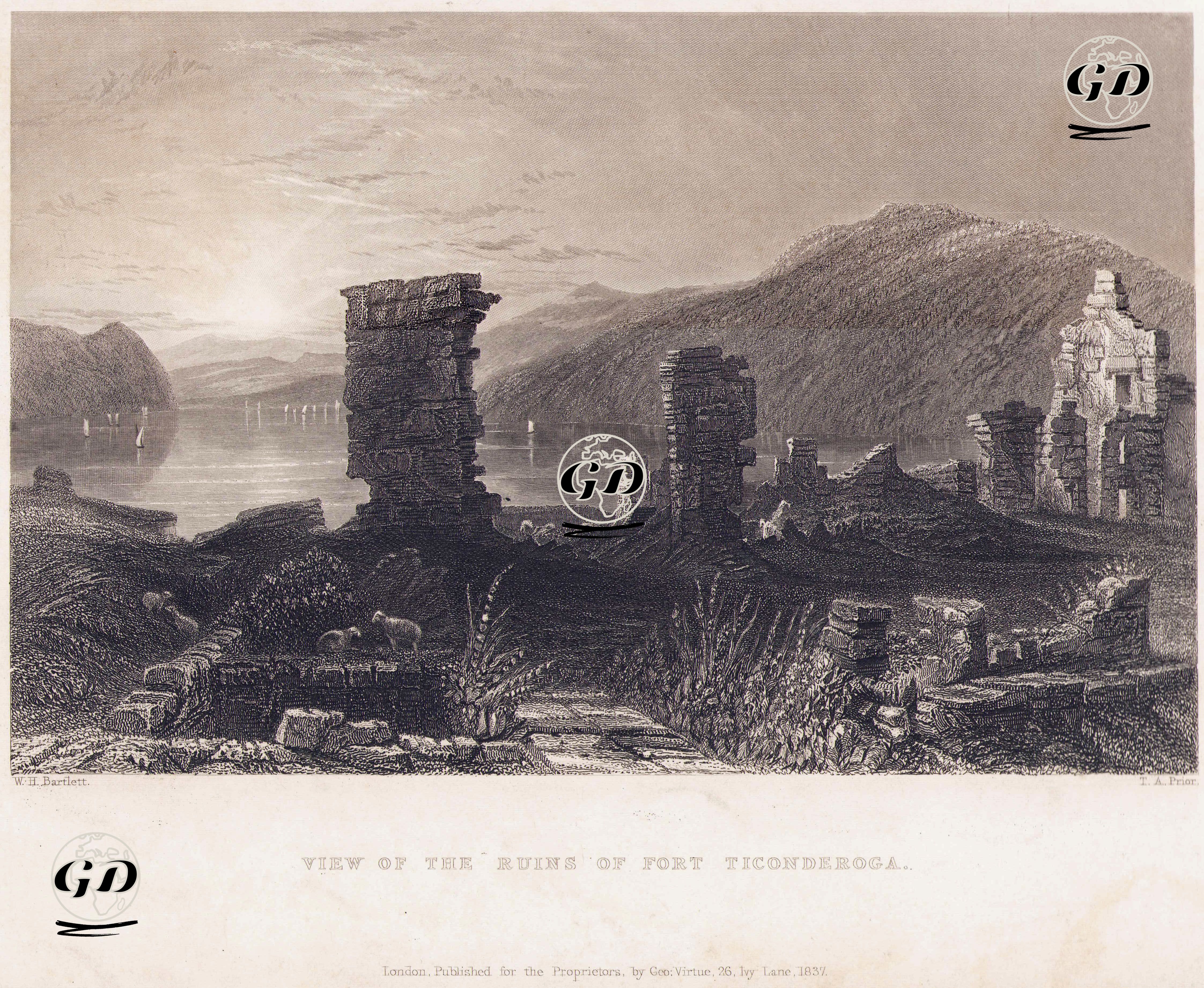 View Of The Ruins Of Fort Ticonderoga - William Henry Bartlett (1809-1854) - 1837