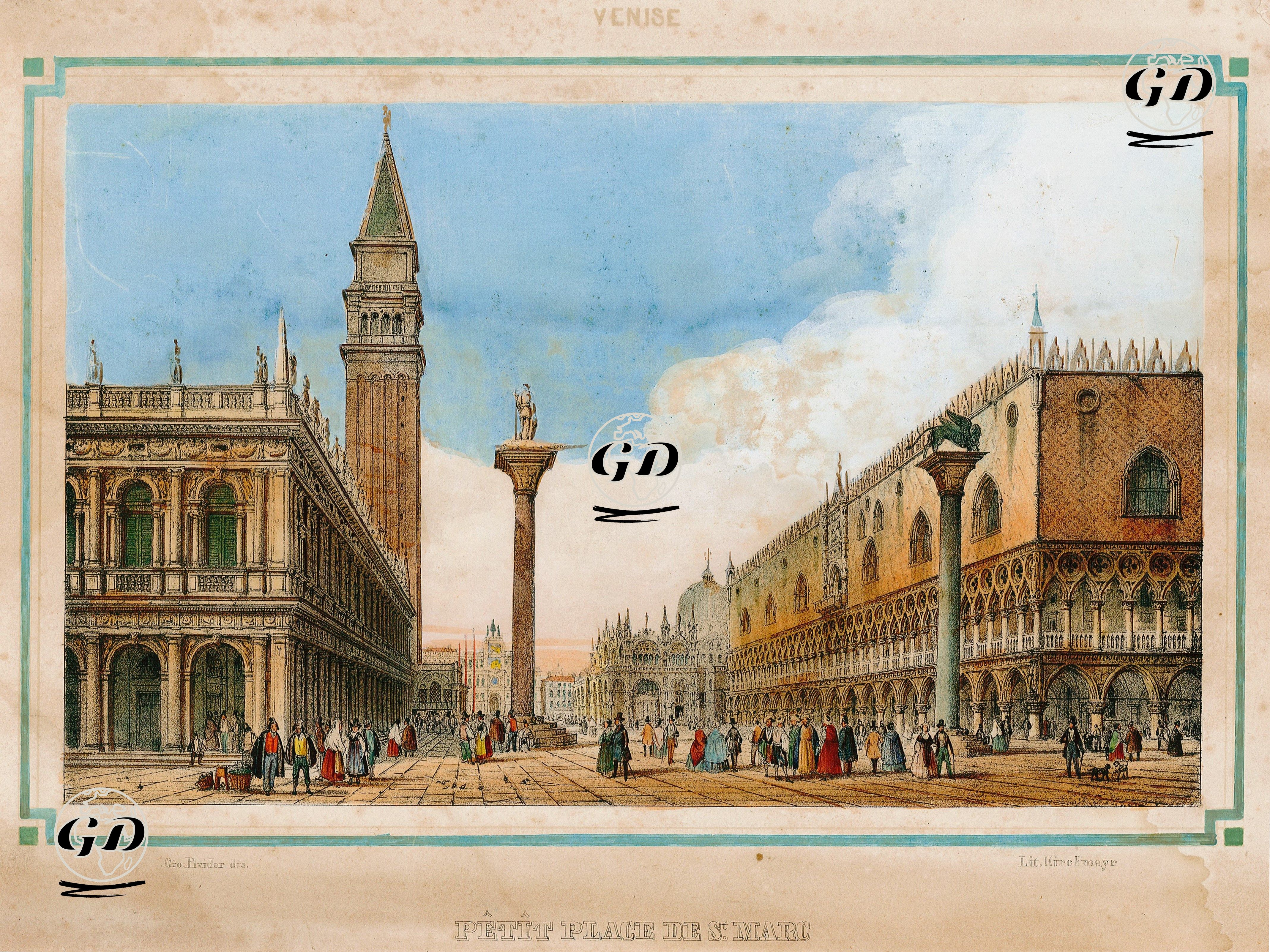 Petit Place De St. Marc - Venise  - Giovanni Pividor (1812-1872) - 1840