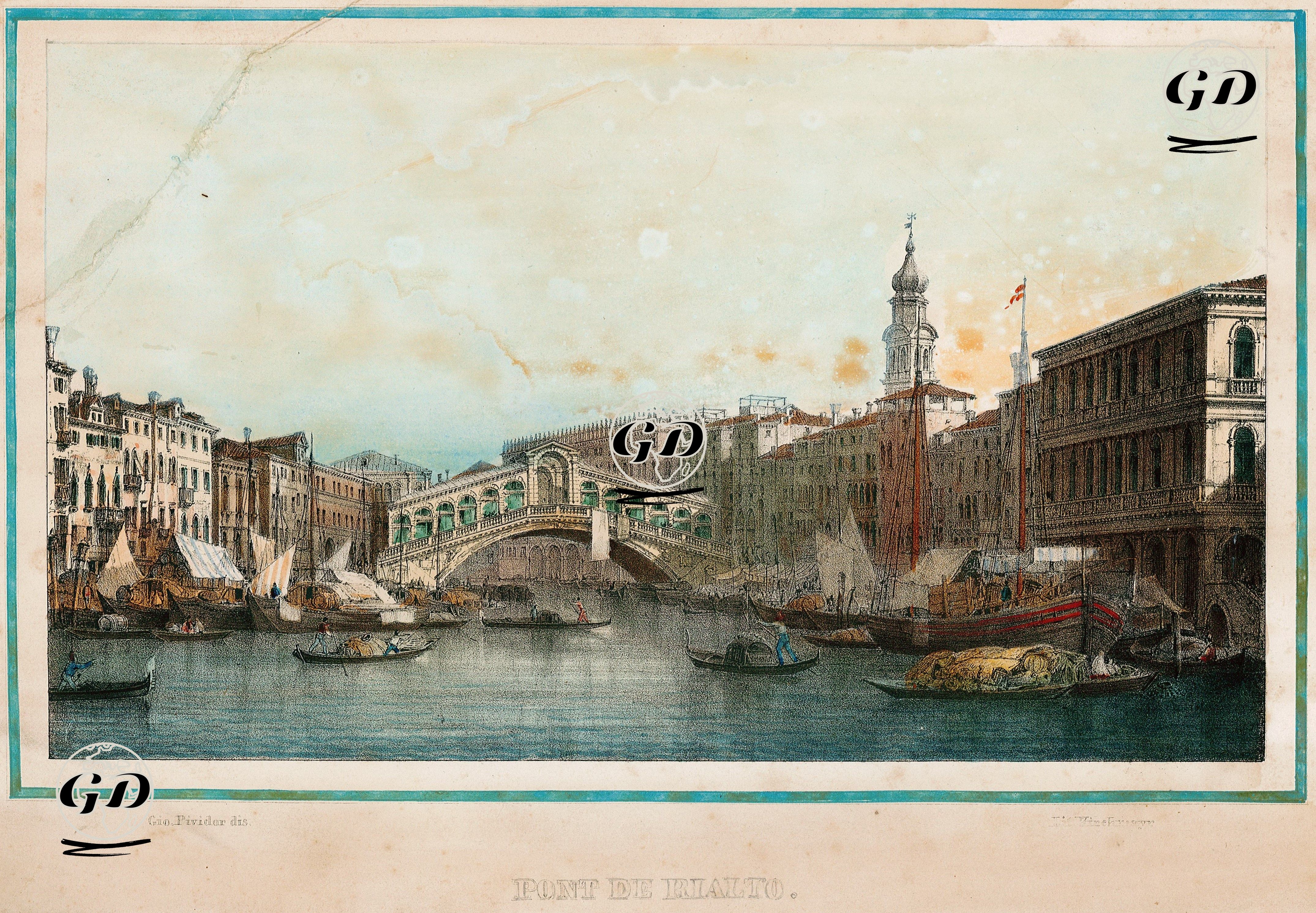 Pont De Rialto - Venise  - Giovanni Pividor (1812-1872) - 1840