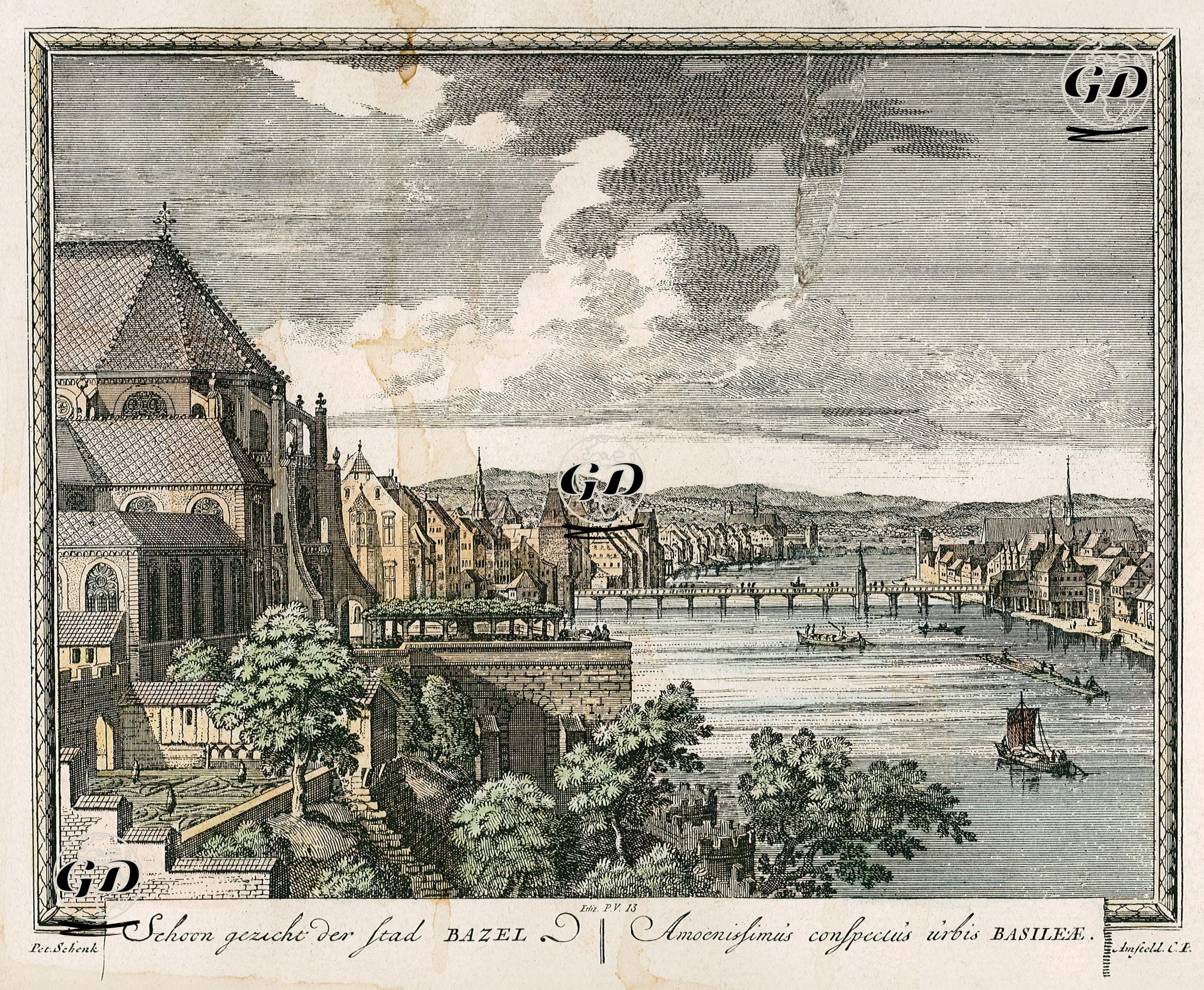 Ren Nehrinin Kıyısında Basel Şehri -  - 1700
