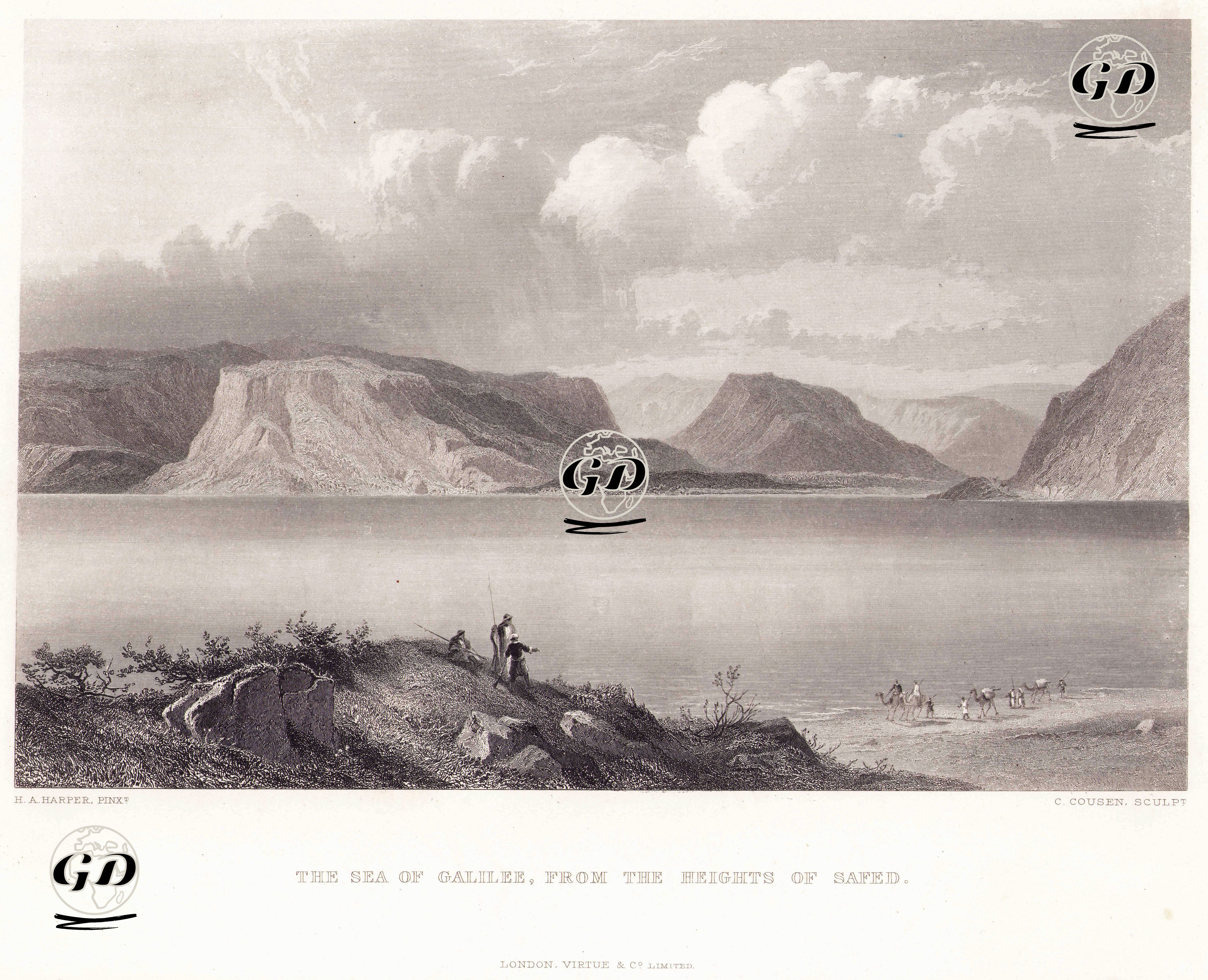 Saphet'in YükseklerindenTaberiye Gölü - Henry Andrew Harper (1835-1900) - 1860's-1870's