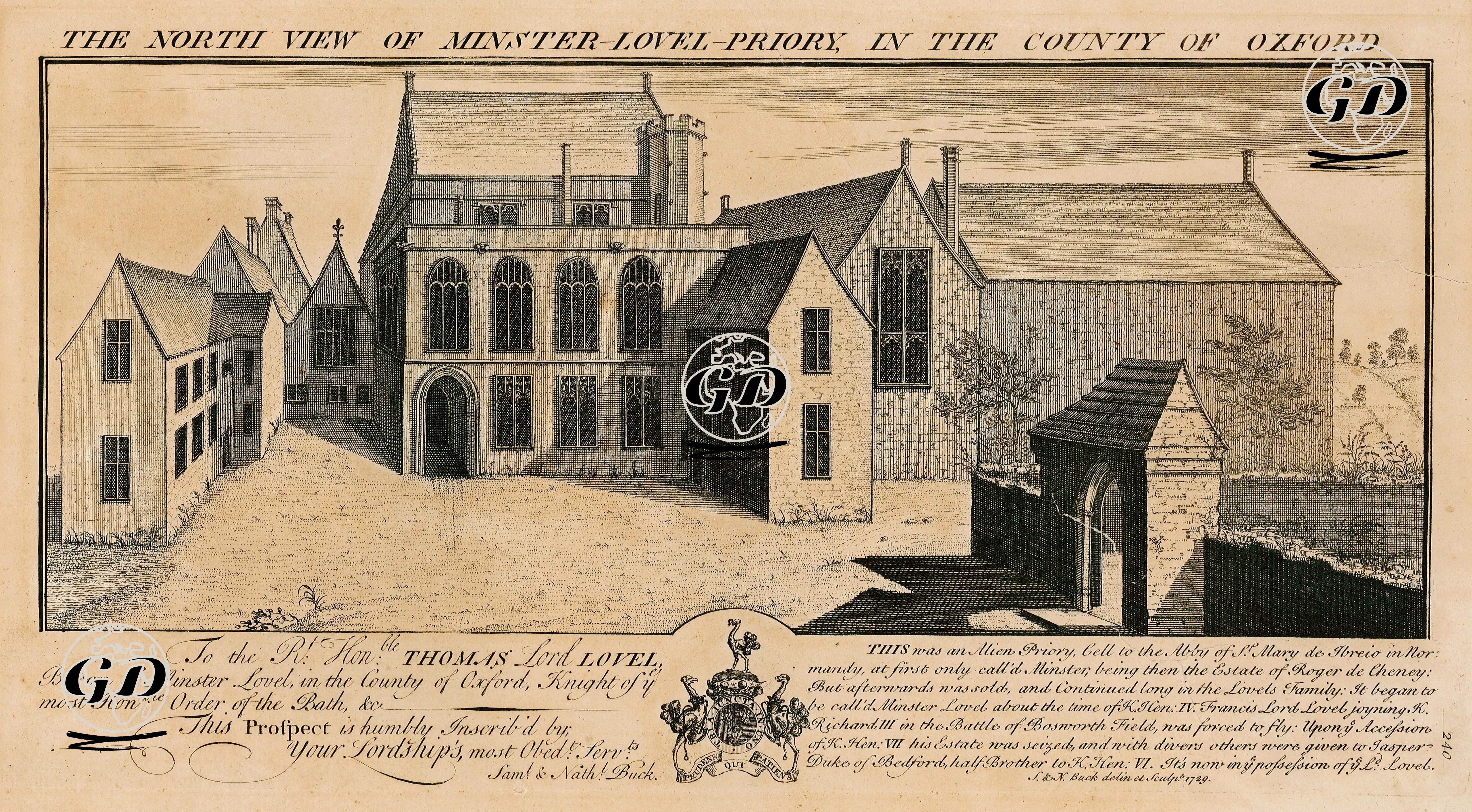 Oxford Bölgesinde Lovel Priory Manastırının Kuzey Görüntüsü - Samuel Buck (1696-1779)-
Nathaniel Buck (Active 1724-1759) - 1726