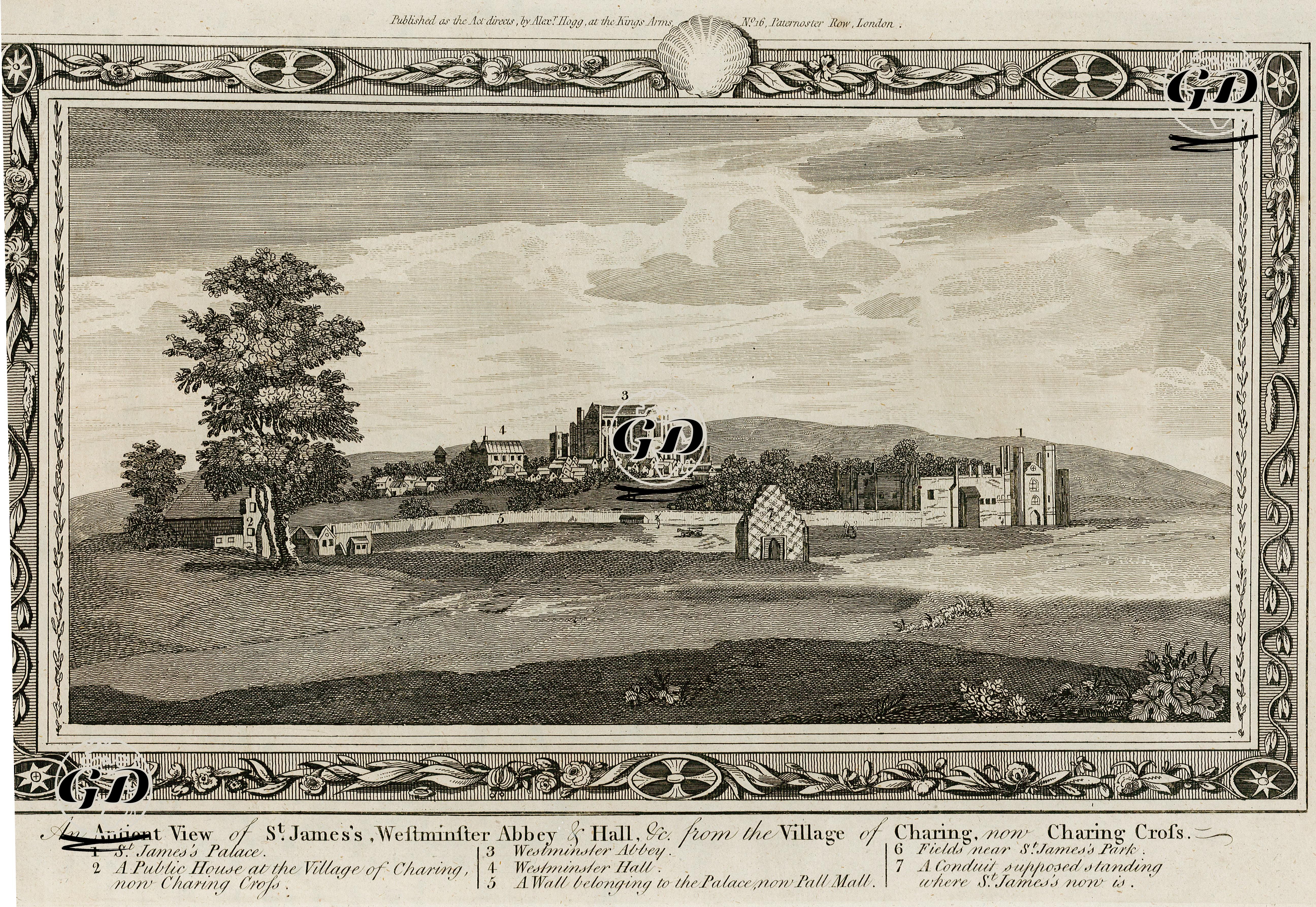 An Ancient View Of St. James's, Westminster Abbey&Hall, From The Village Of Charing, Now Charing Cross -  - 1779