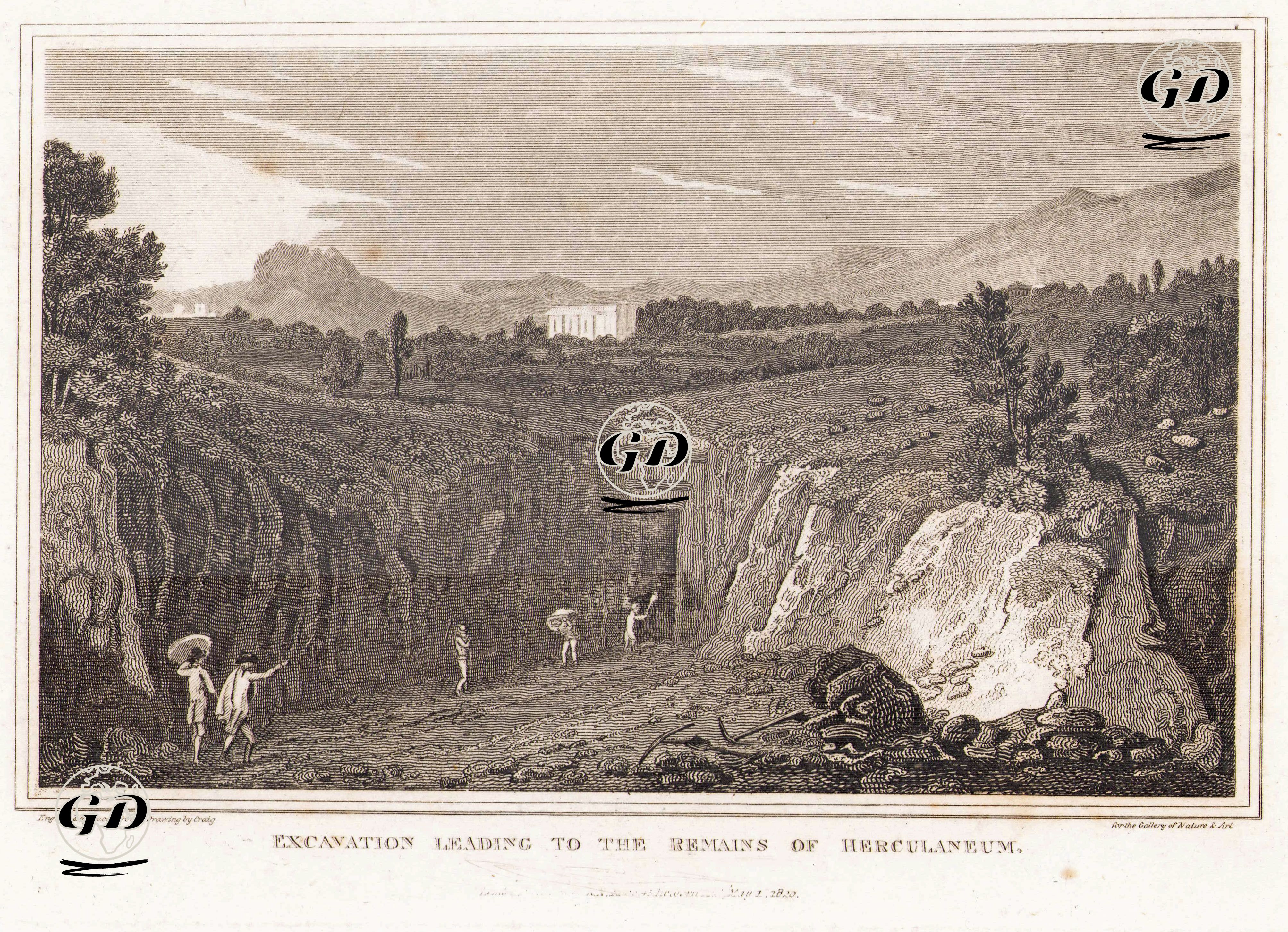 Herkulaneum Antik Şehrinin Kazı Çalışması - William Marshall Craig (1765-1834) - 1820