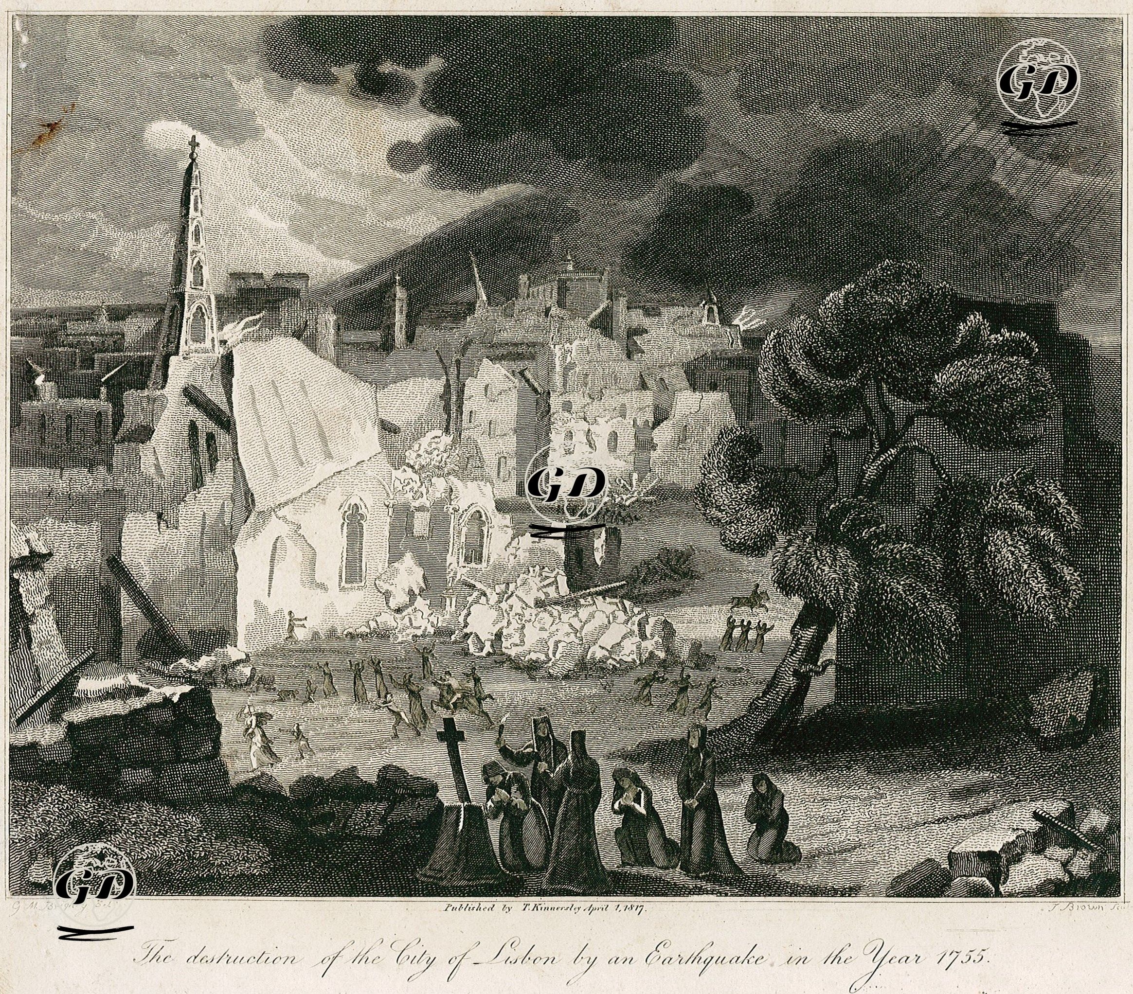 1755 Yılındaki Depremde Yıkılan Lizbon Şehri - G.M.Brighty - 1817