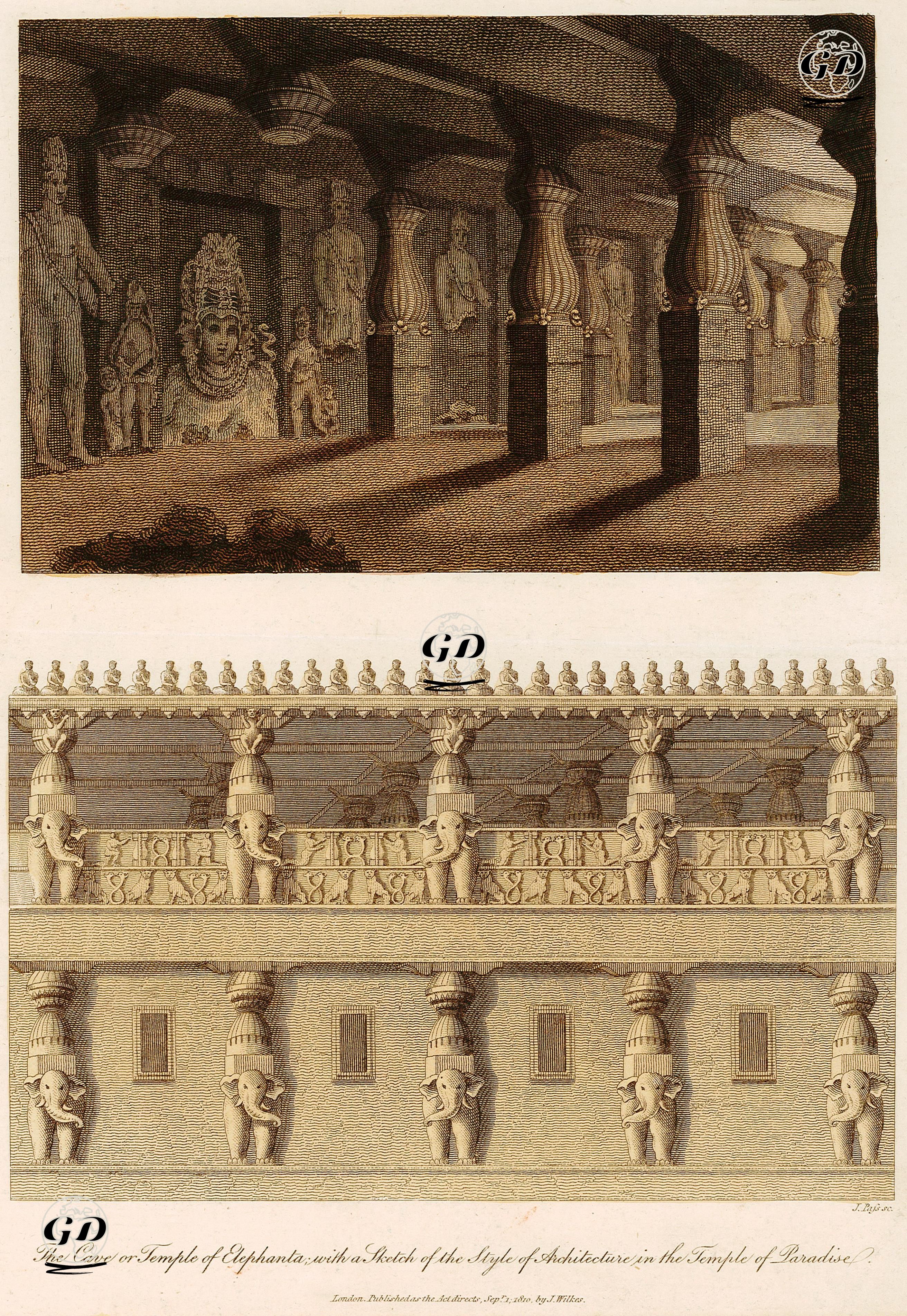 The Cave Or Temple Of Elephanta With A Sketch Of The Style Of Architectureure In The Temple Of Paradise -  - 1810
