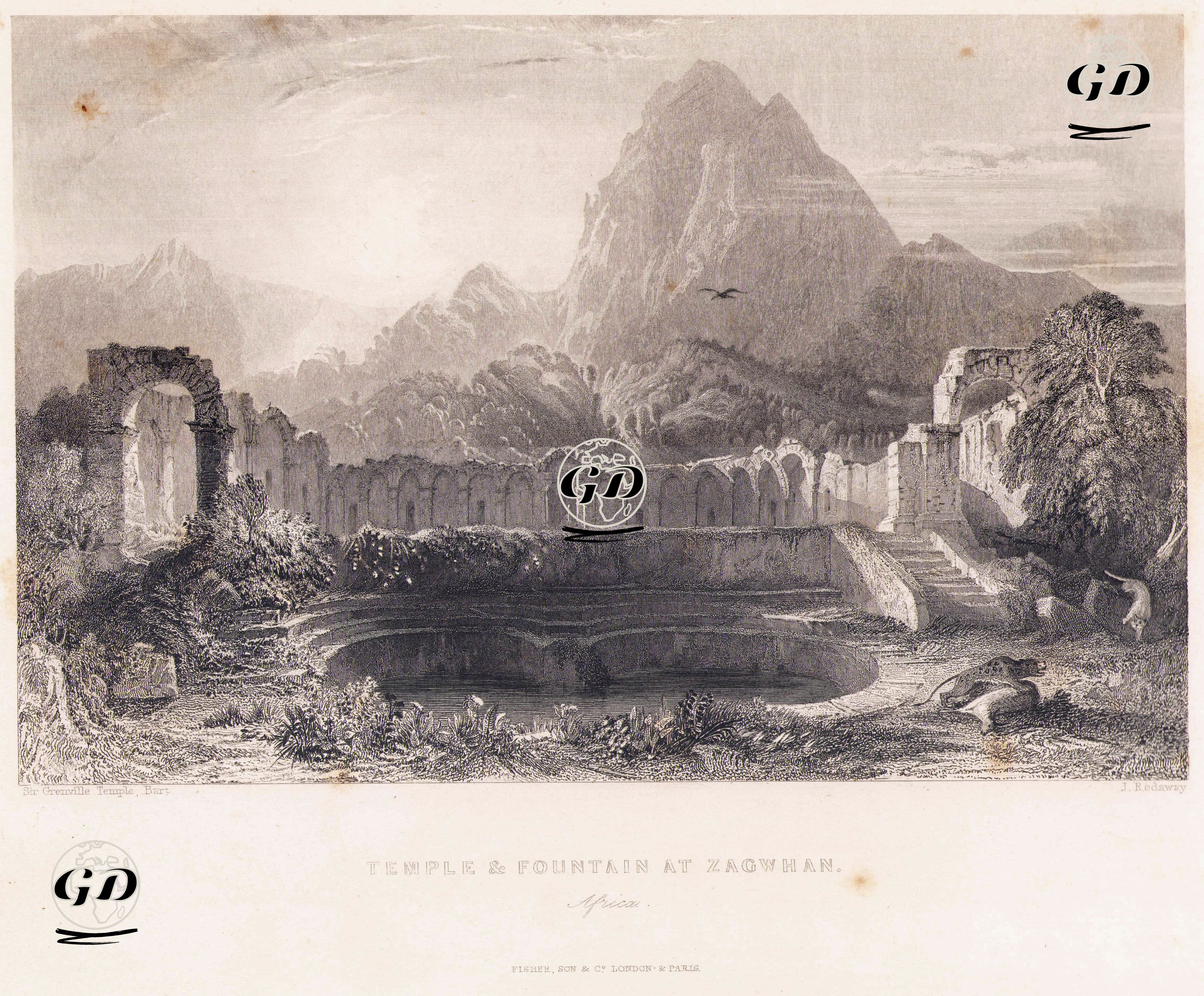 Temple & Fountain At Zagwhan, Africa - Grenville Temple, Bart - 1841