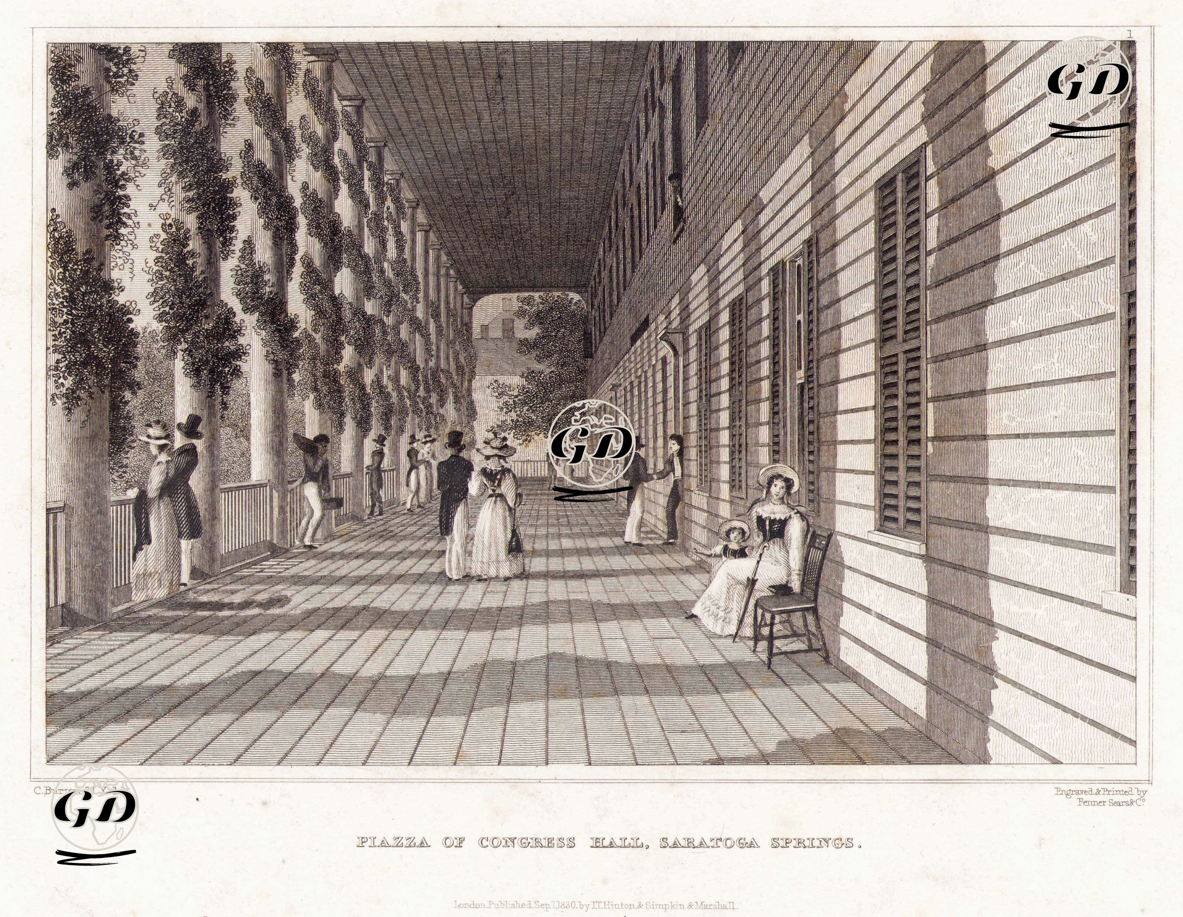 Congress Hall'un Taraçası, Saratoga Springs - Charles Burton - 1830