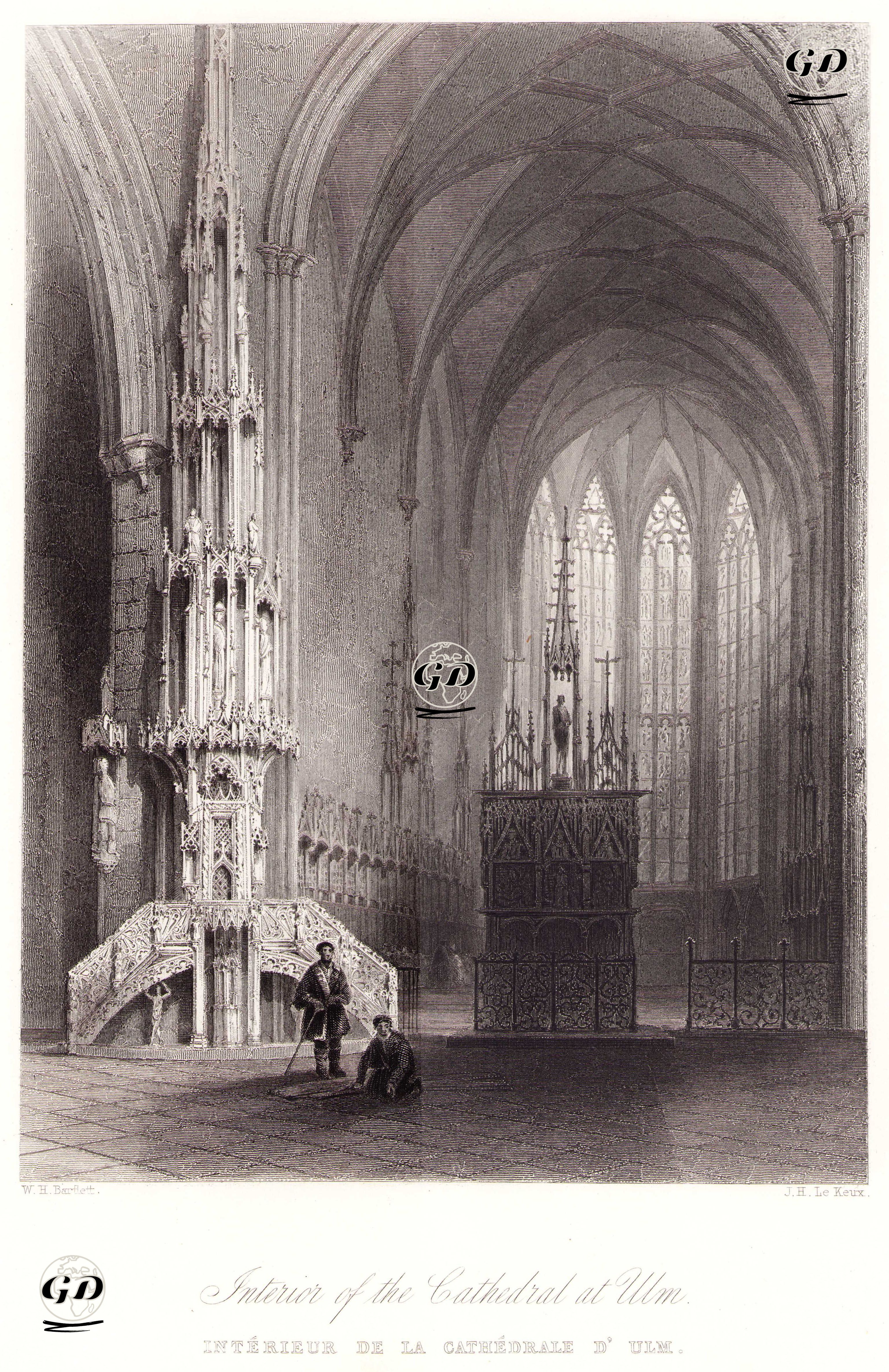 Ulm Katedralinin İçi - William Henry Bartlett (1809-1854) - 1842