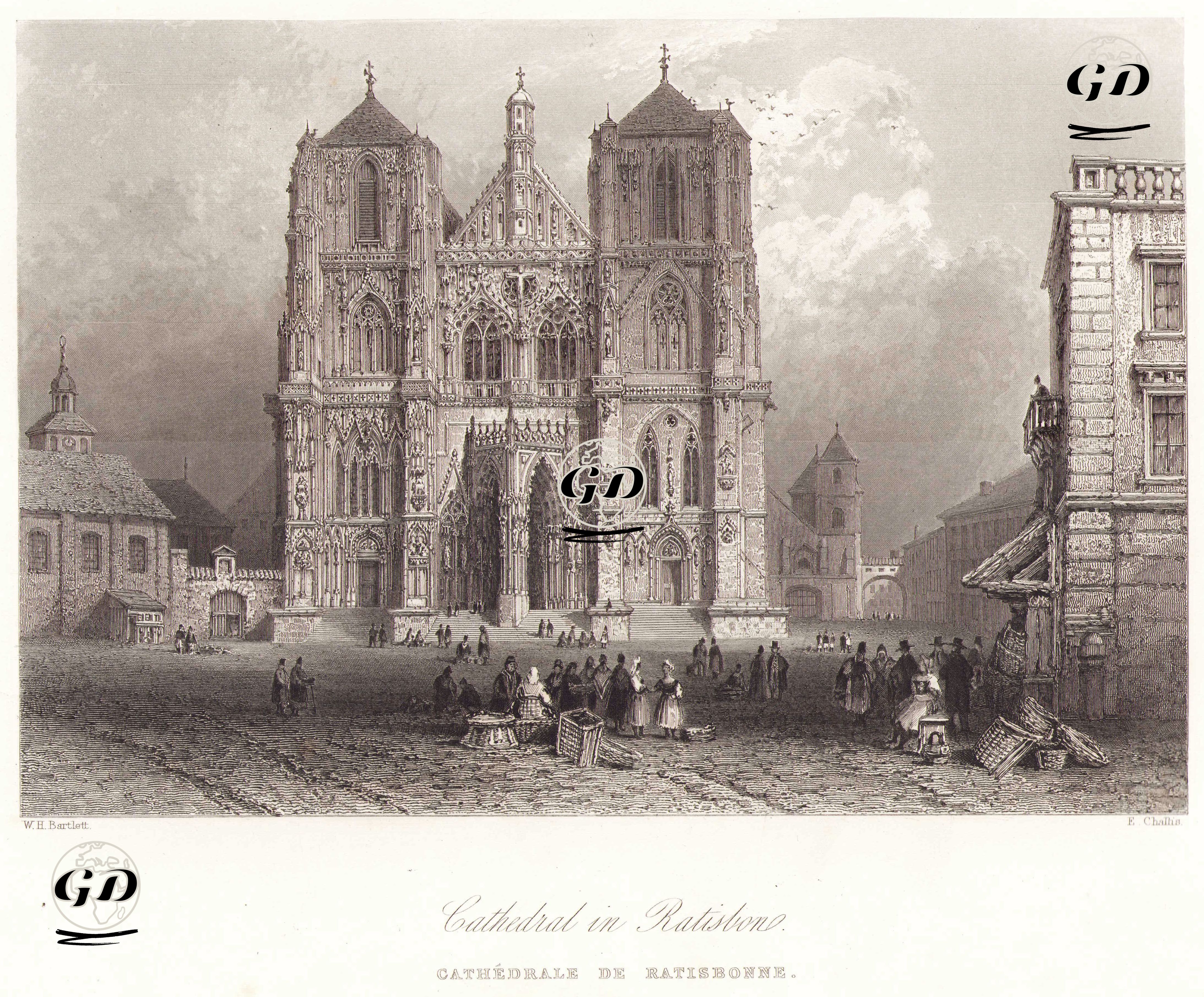 Regensburg (Ratisbon) Kathedrali - William Henry Bartlett (1809-1854) - 1842