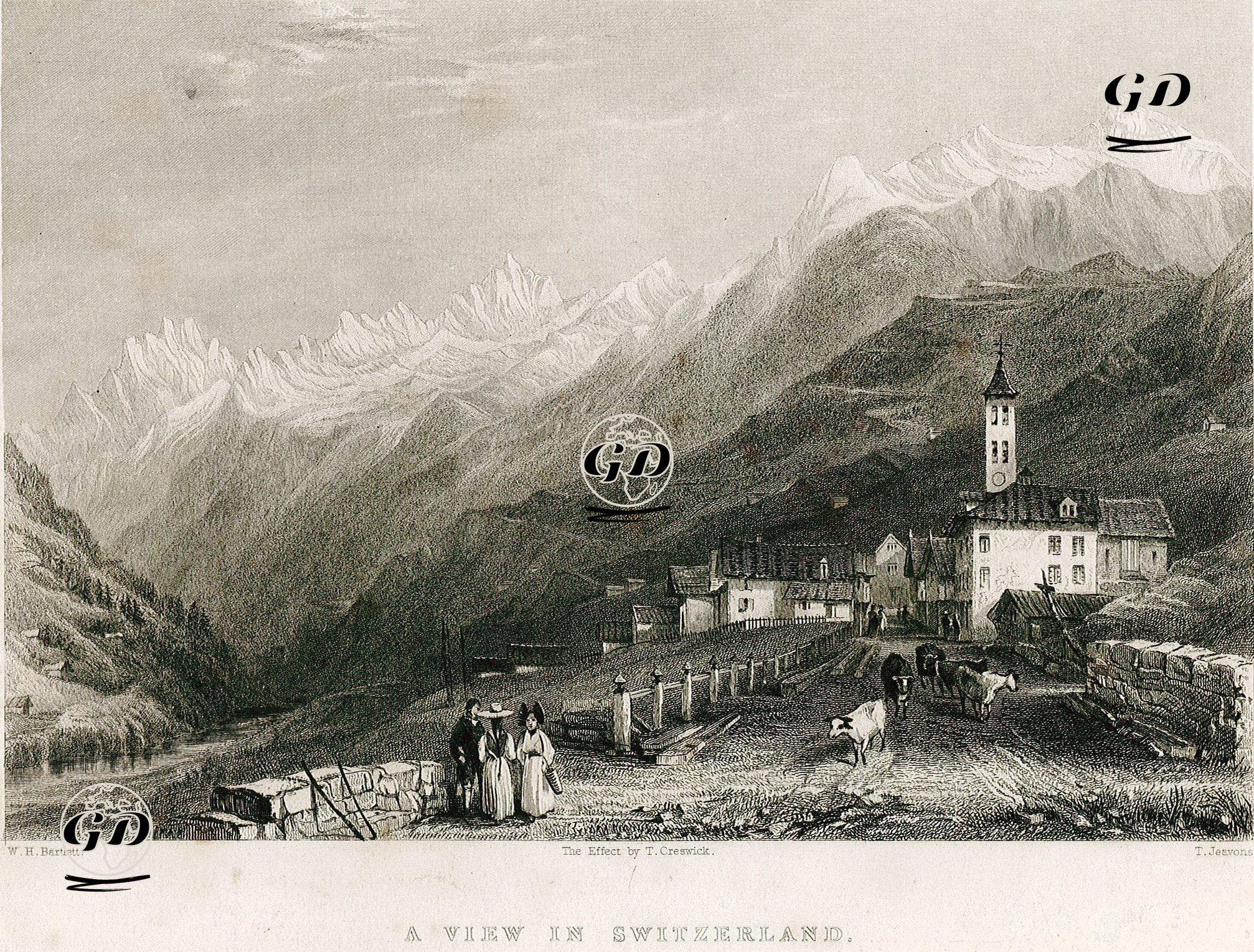 A View In Switzerland  - William Henry Bartlett (1809-1854) -
Thomas Creswick (1811-1869) - 1860
