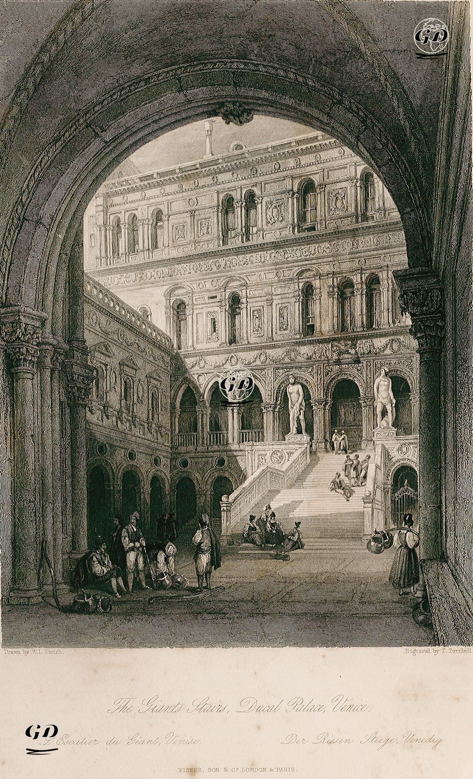 Büyük Merdivenler, Ducal Sarayı, Venedik - William Leighton Leitch (1804-1883) - 1840