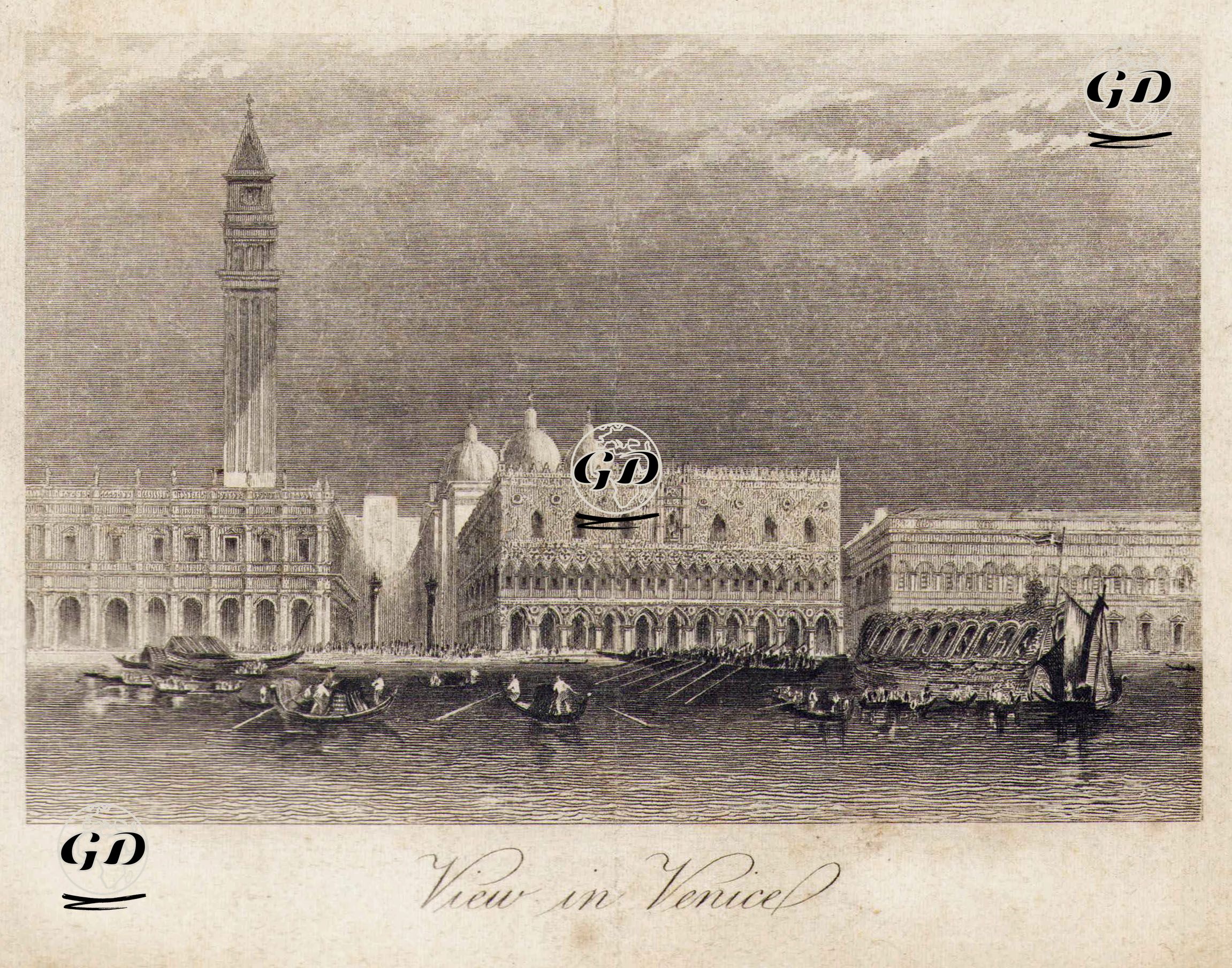 Venedik Manzarası -  - 1800's