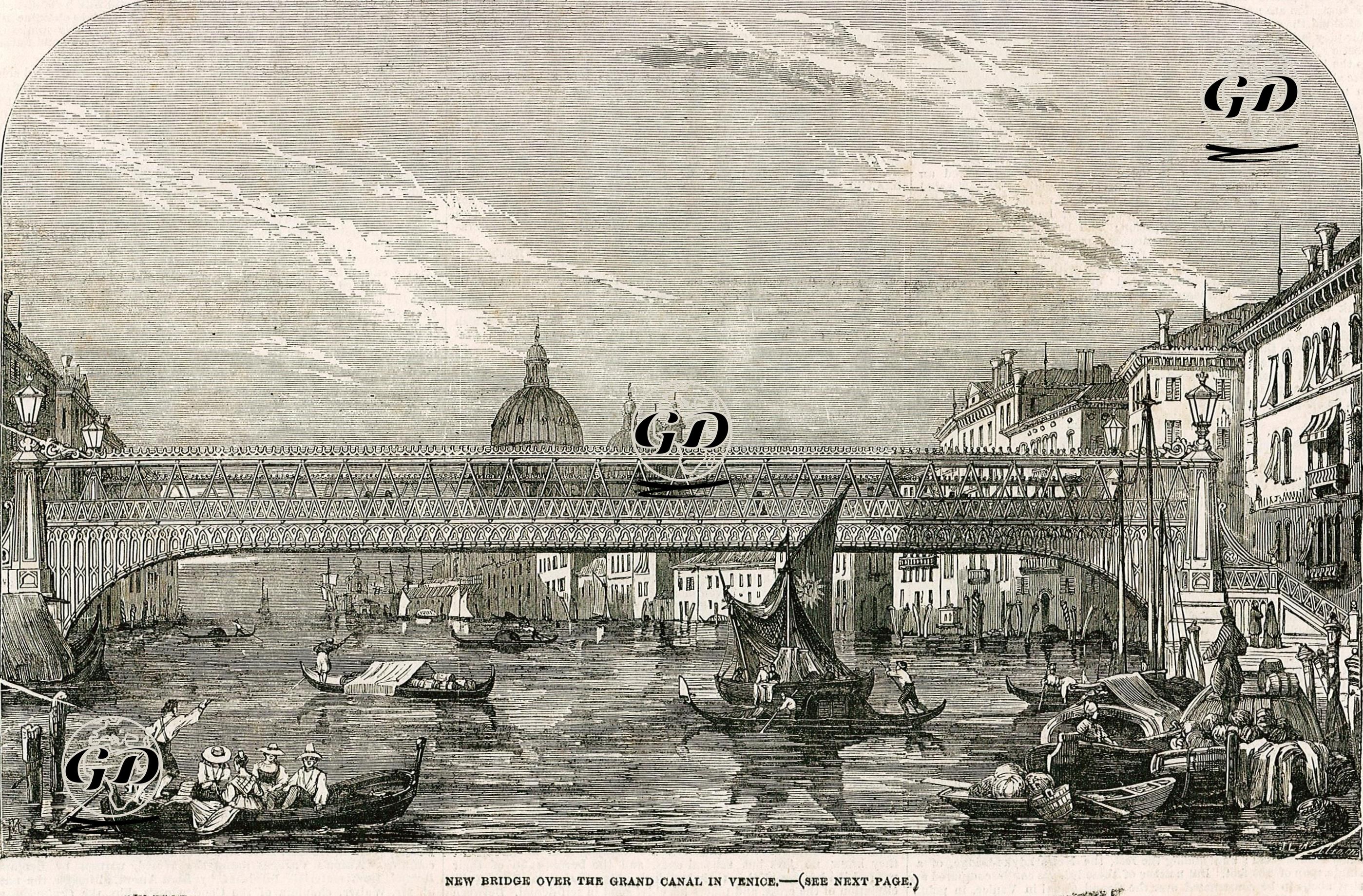Büyük Kanalın Üzerindeki Yeni Köprü, Venedik -  - 1853