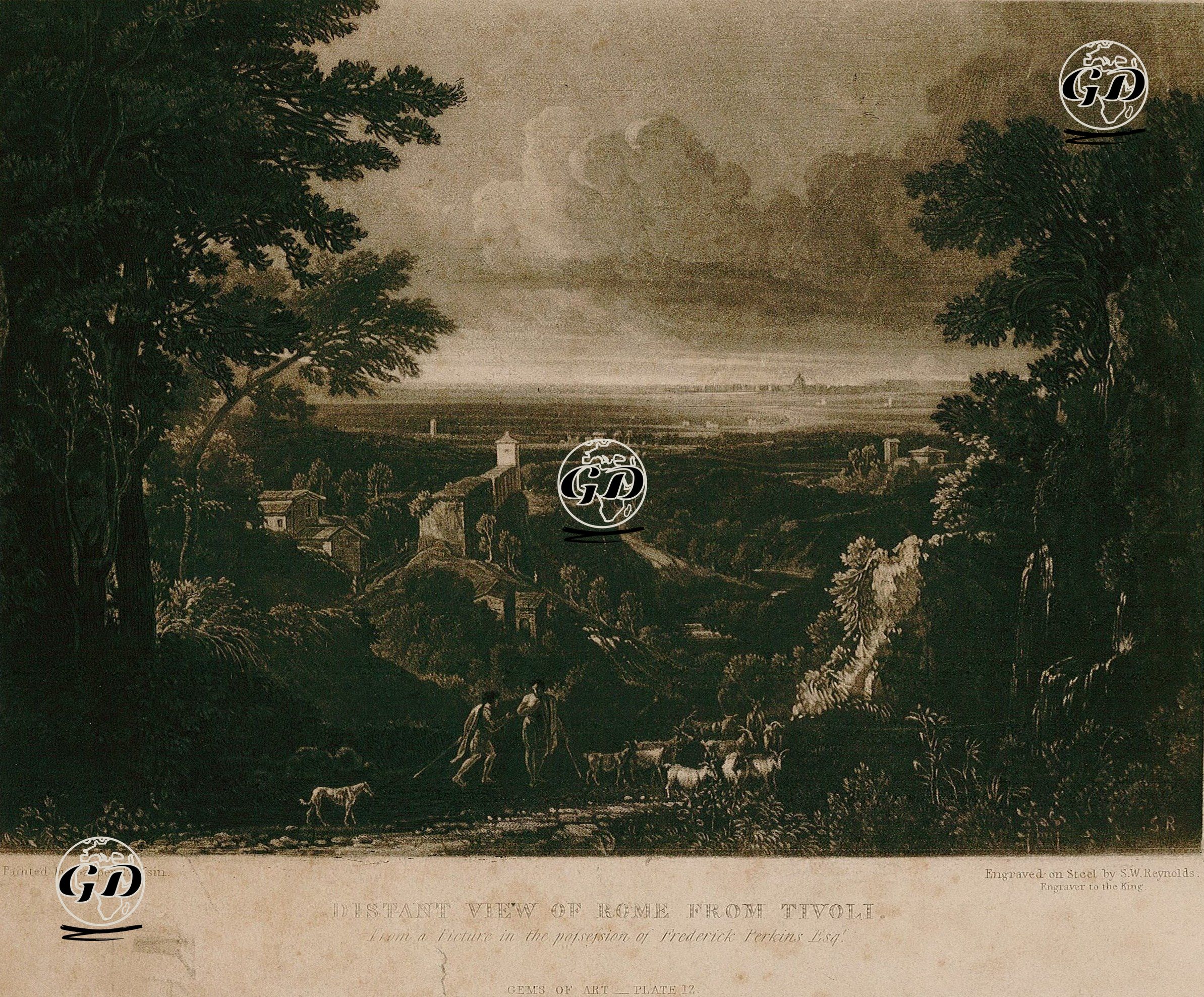 Tivoli'den Roma'nın Uzaktan Görünümü - Gaspard Poussin (Gaspard Daughet) (1615-1675) - 1823