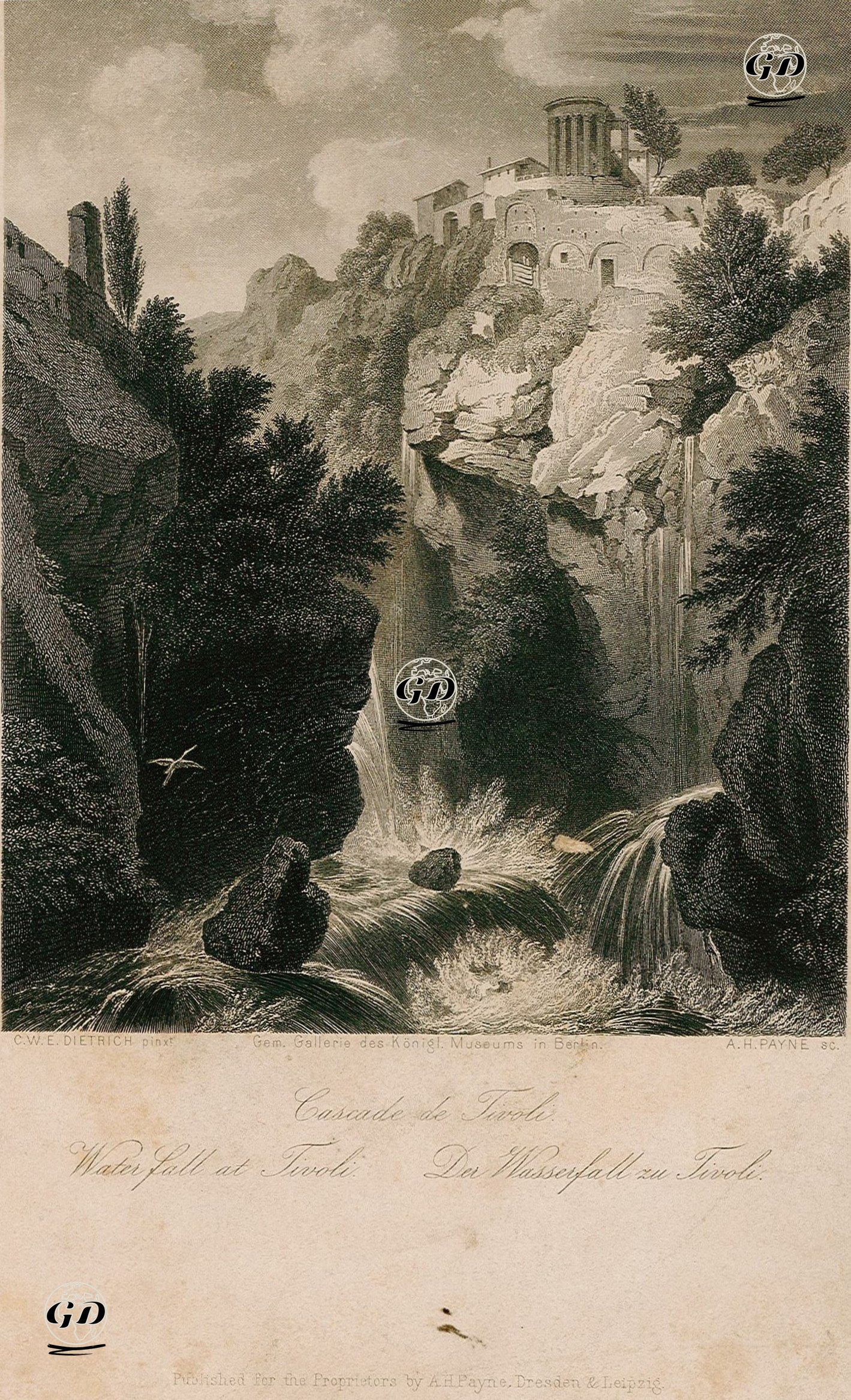 Tivoli'de Şelale - Christian Wilhelm Ernst Dietrich (1712-1774) - 1851
