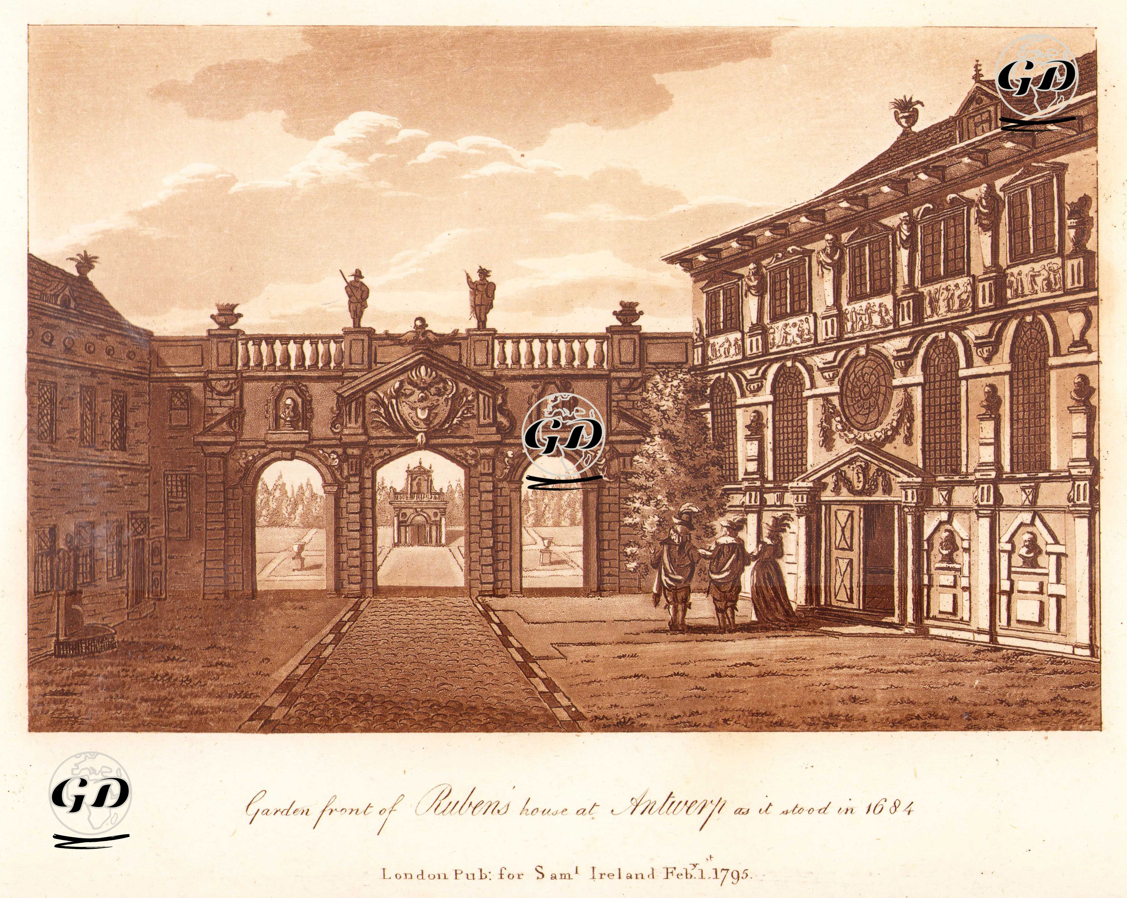 1684 yılında Olduğu Haliyle Ruben'in Evinin Önündeki Bahçe, Antwerp -  - 1795