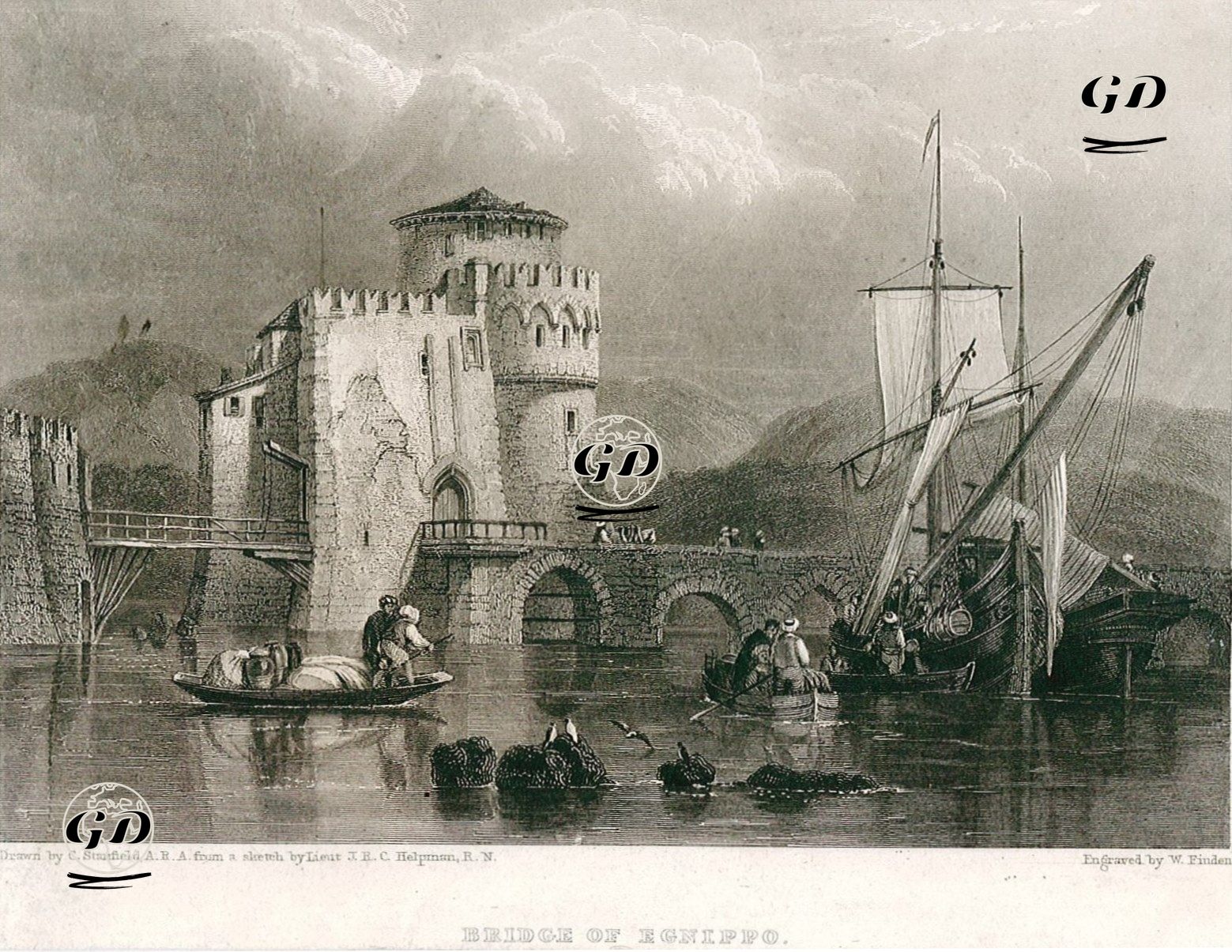 Bridge of Egnippo - Negropon  - Clarkson Stanfield (1793-1867) - 1833