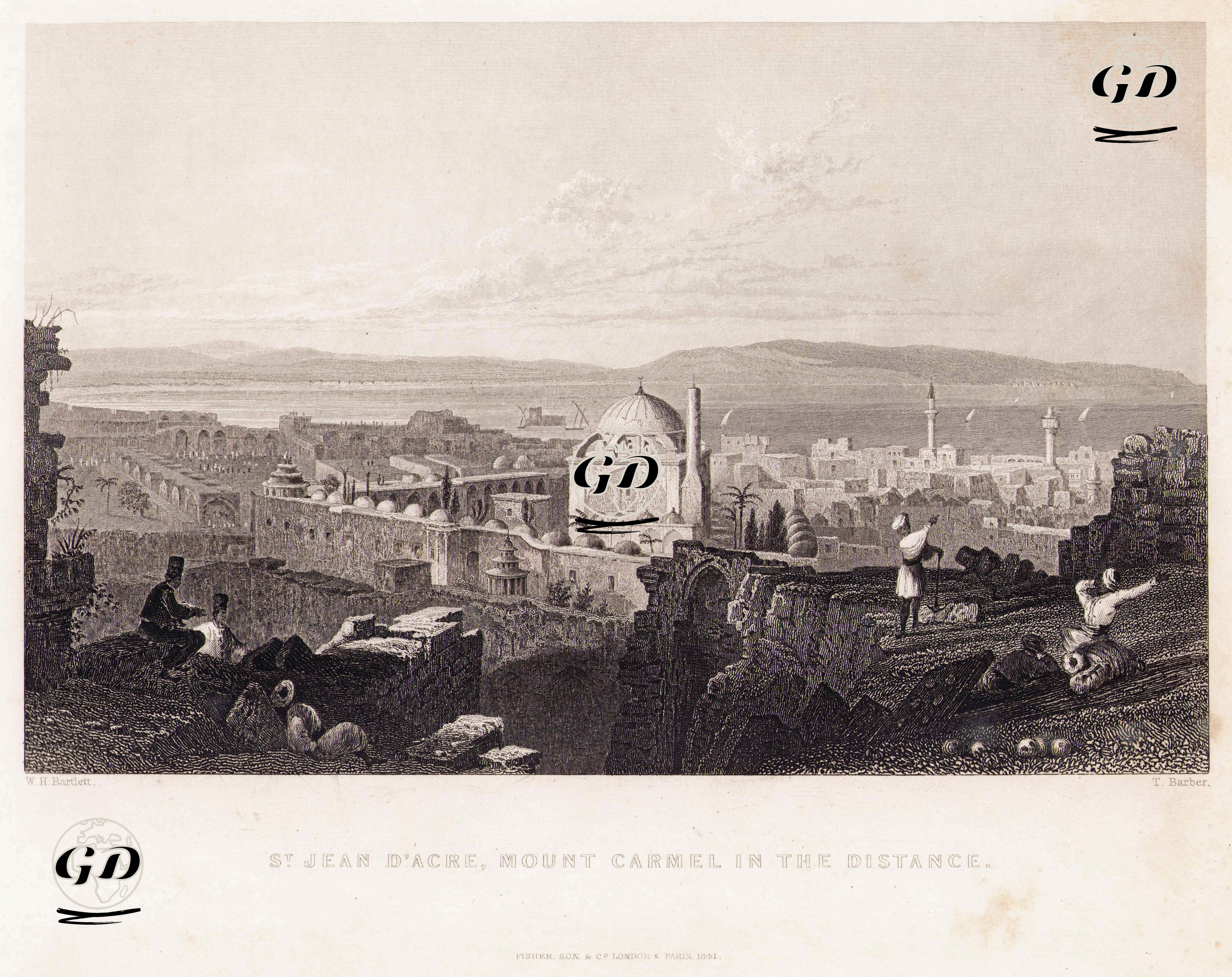Karmel Dağlarının Görüntüsü İle Birlikte Akka - William Henry Bartlett (1809-1854) - 1841