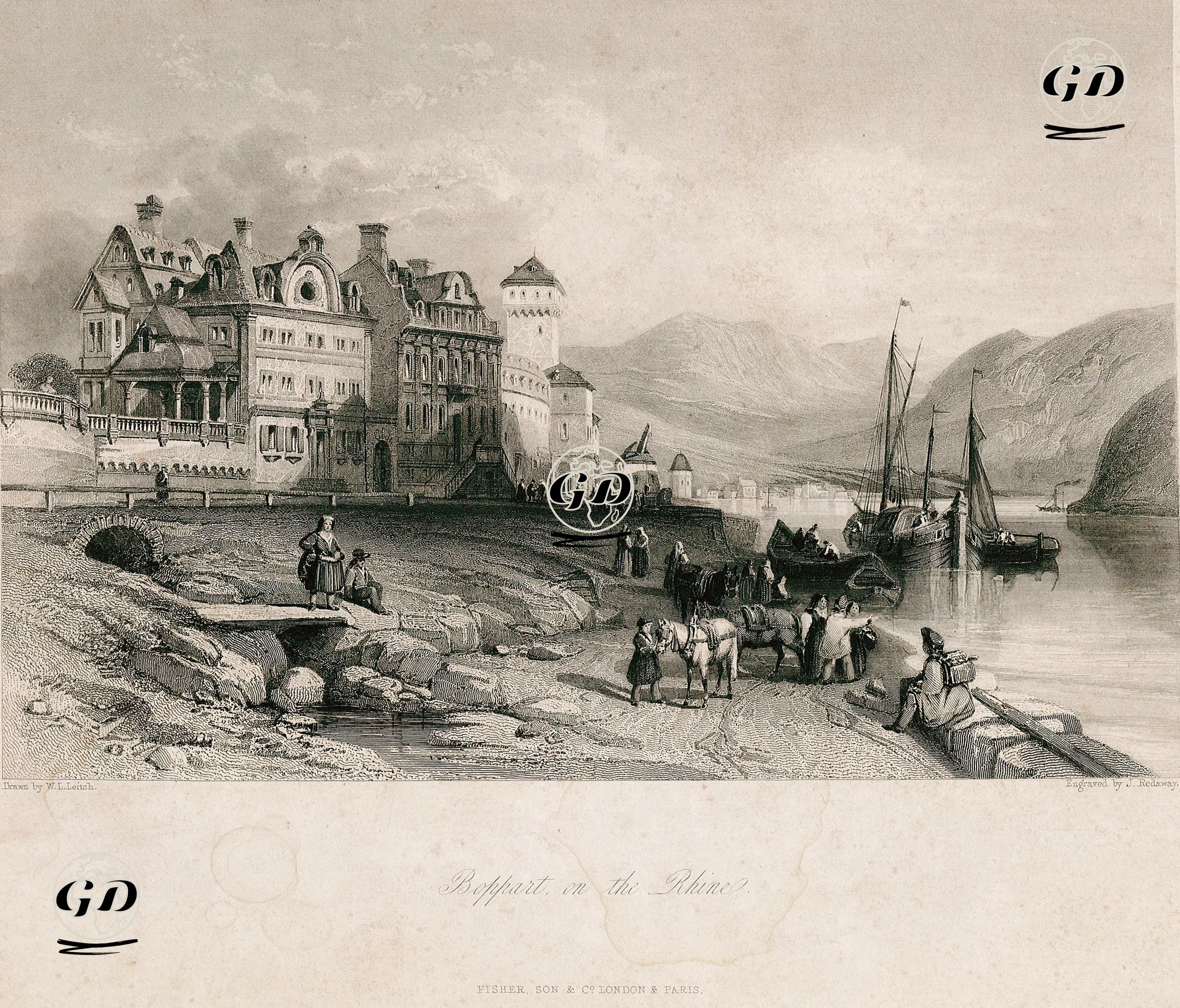 Ren Nehri Üzerinde Boppard - William Leighton Leitch (1804-1883) - 1842