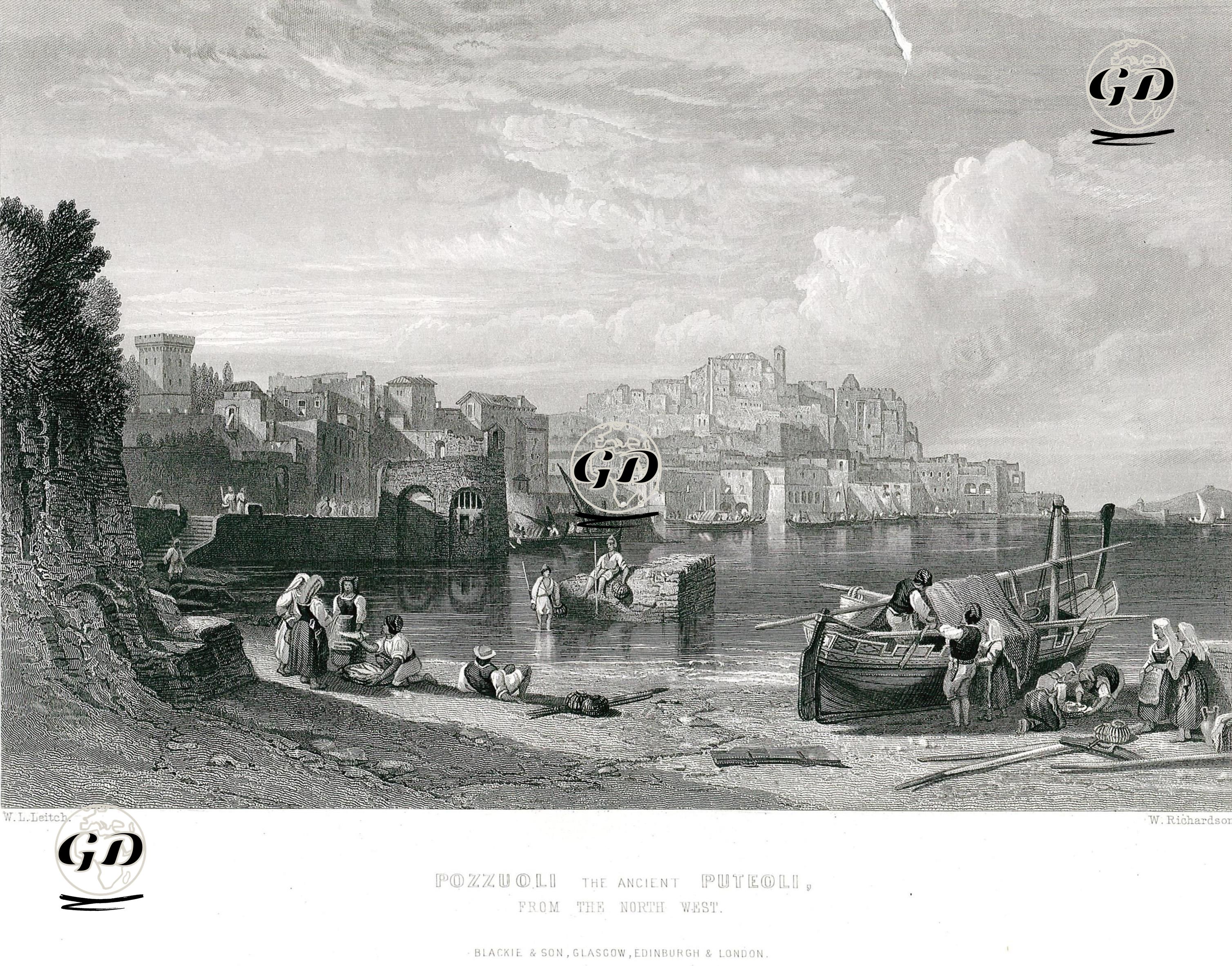 Pozzuoli, Eski Puteoli'nin Kuzeybatıdan Görünümü - William Leighton Leitch (1804-1883) - 1864