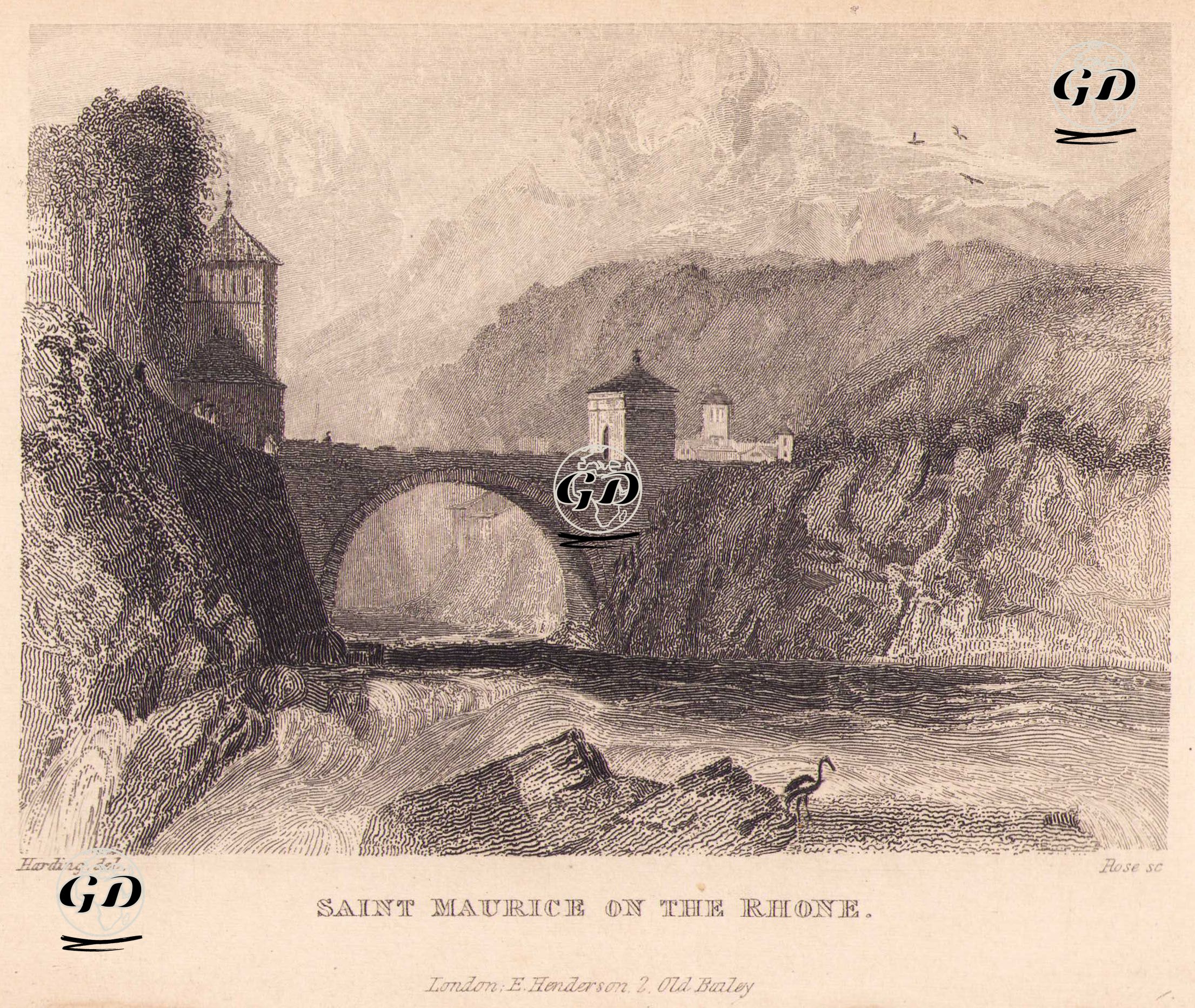 Rhone Nehri Üzerinde Saint Maurice - James Duffield Harding (1798-1863) - 1850's